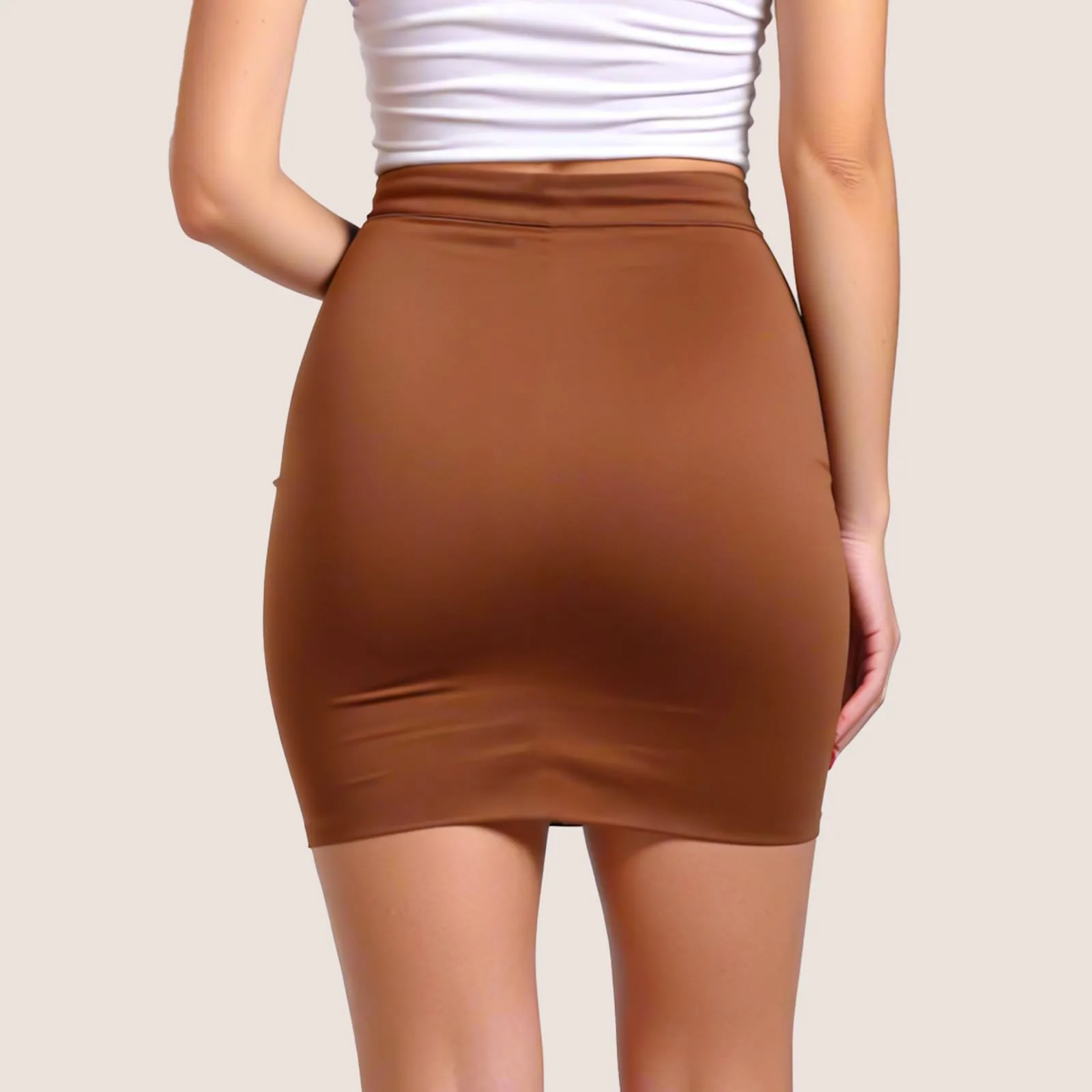 Sahunfri Gonna Donna Marrone con Vita Elastica - immagine 6