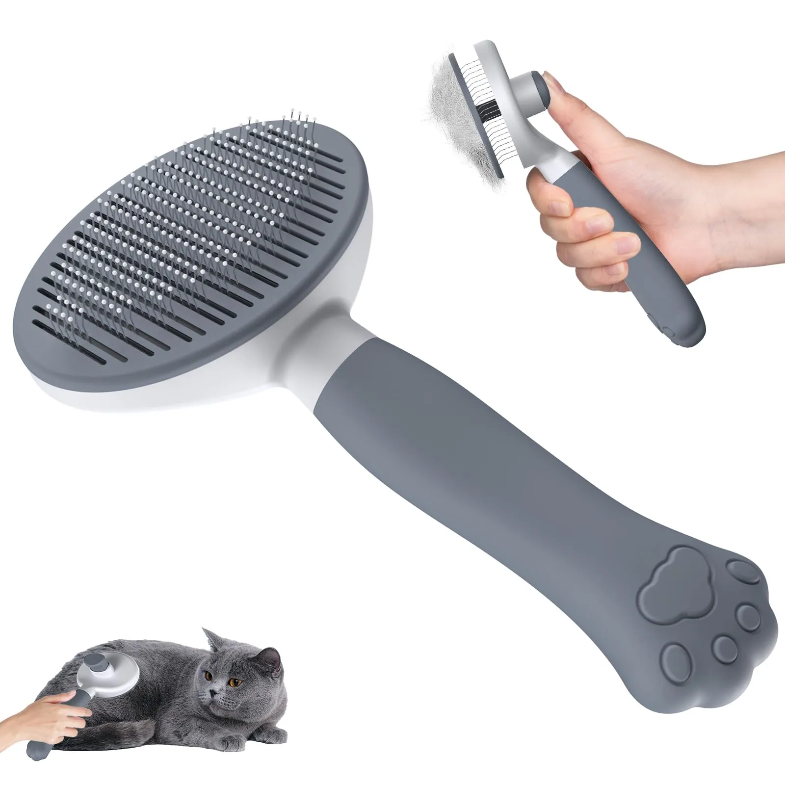 Zivacate Brosse pour Chat et Chien, Outil de Toilettage pour Poils Courts et Longs, Gris - immagine 1