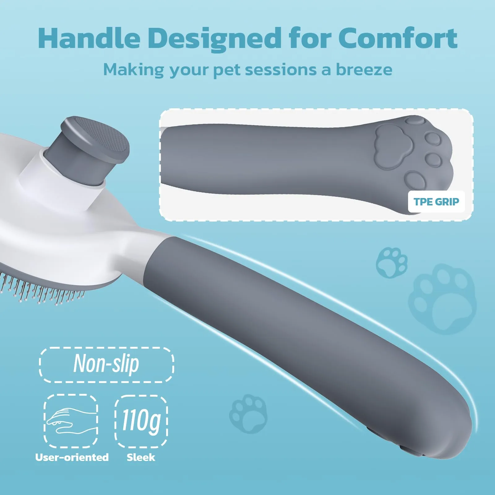 Zivacate Brosse pour Chat et Chien, Outil de Toilettage pour Poils Courts et Longs, Gris - immagine 2
