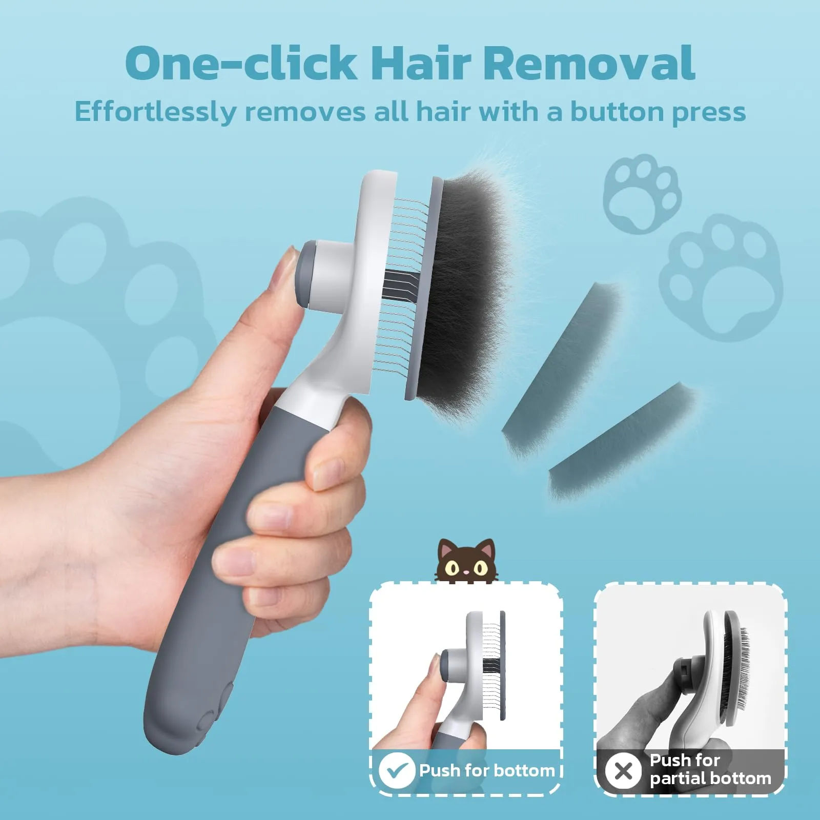 Zivacate Brosse pour Chat et Chien, Outil de Toilettage pour Poils Courts et Longs, Gris - immagine 5