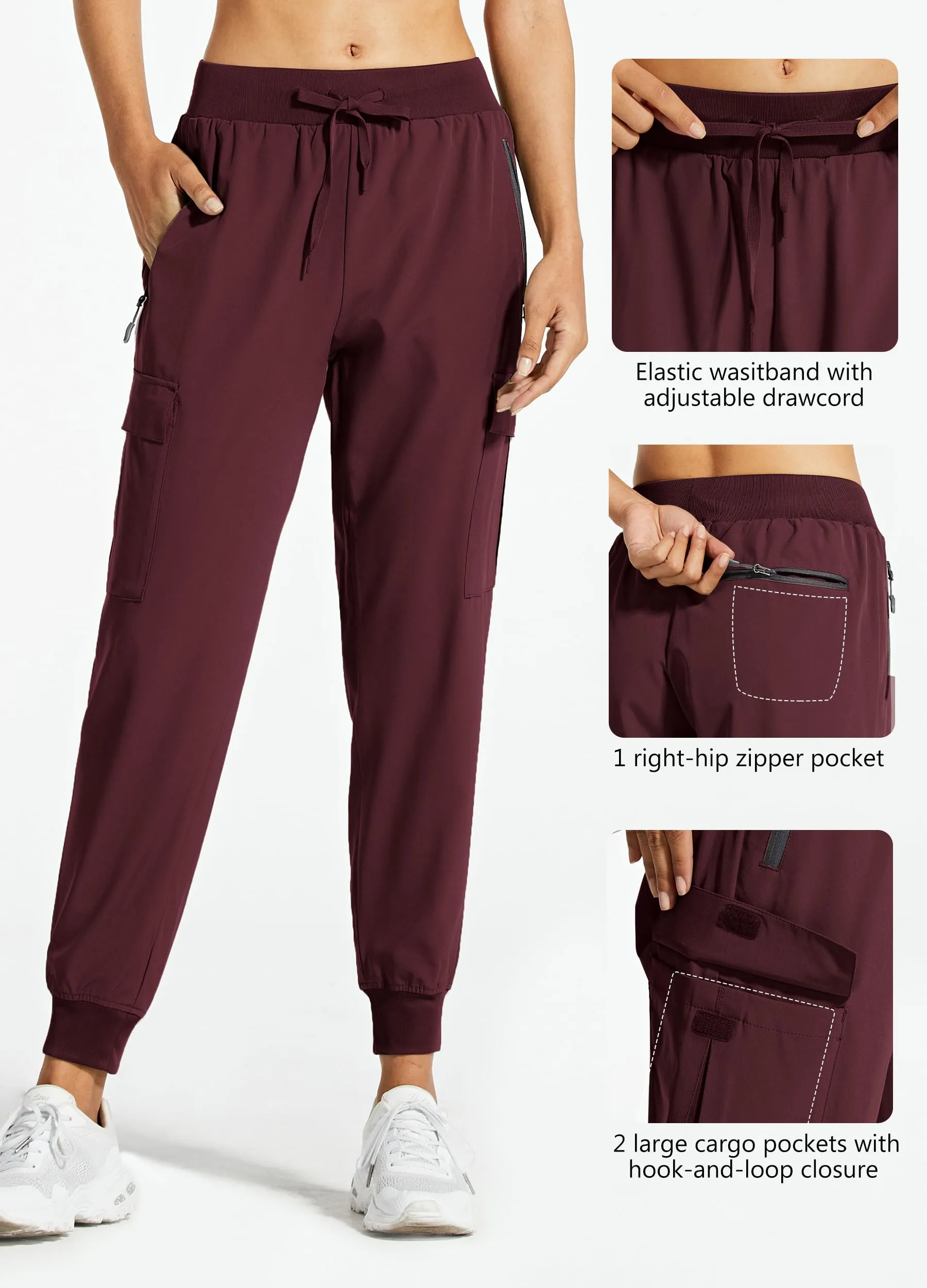 Libin Pantaloni Trekking Donna Cargo Jogger Estivi 29" Vino Rosso XS - immagine 4