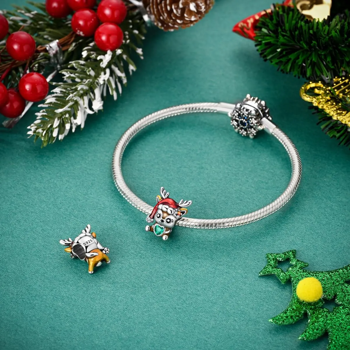 TINSLO Bead Charm Ciondolo Argento Sterling 925 con Cubic Zirconia per Braccialetti e Collane Europei - immagine 3