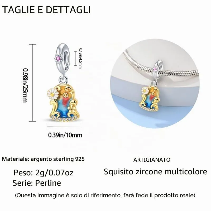 TINSLO Bead Charm in Argento Sterling 925 con Cubic Zirconia per Braccialetti e Collane Pandora e Europei - immagine 5