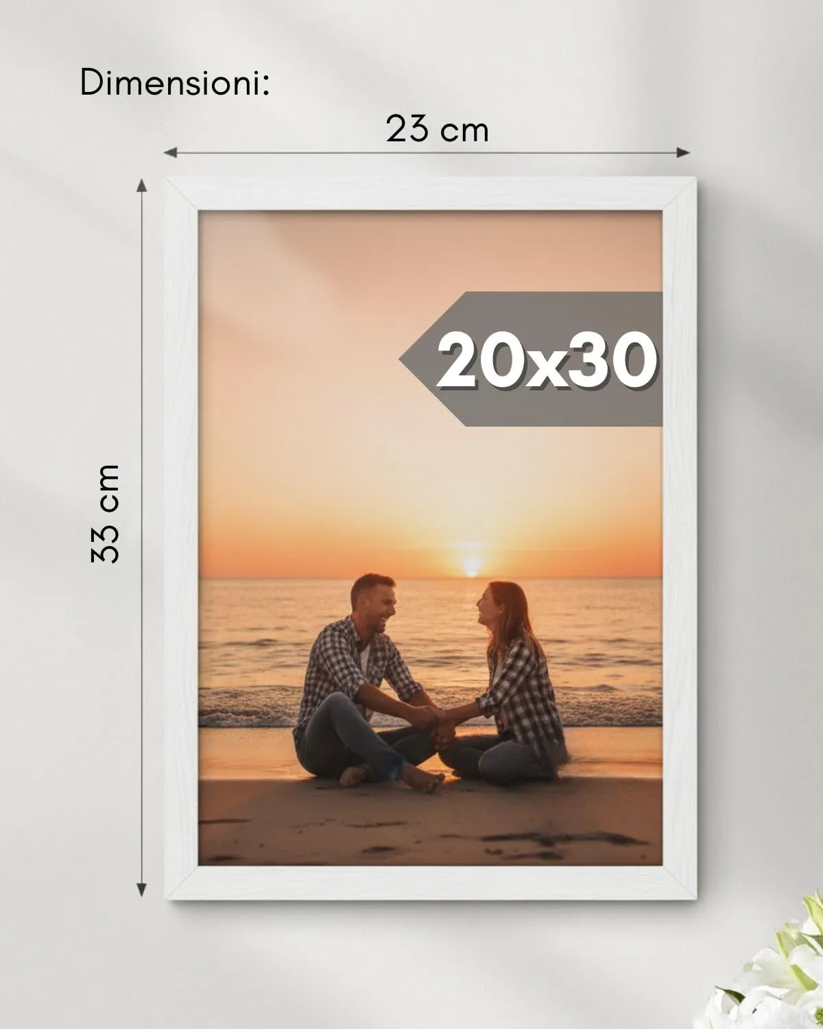 NOOGUI Cornice 20x30 in Legno Bianco con Vetro Antiriflesso - immagine 3