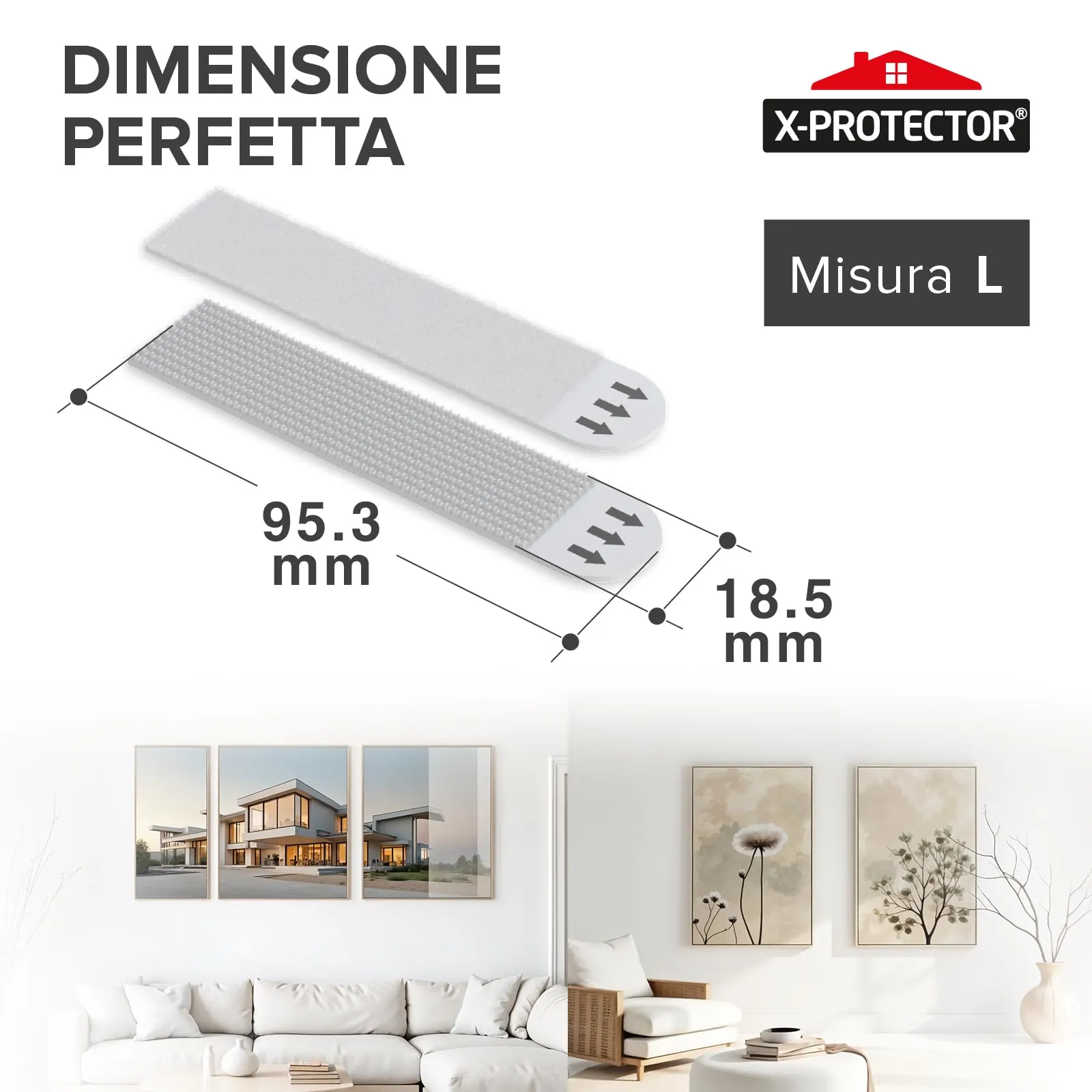 X-Protector Strisce Appendi Quadri Adesivi, 20 Coppi, Bianco, Large - immagine 3