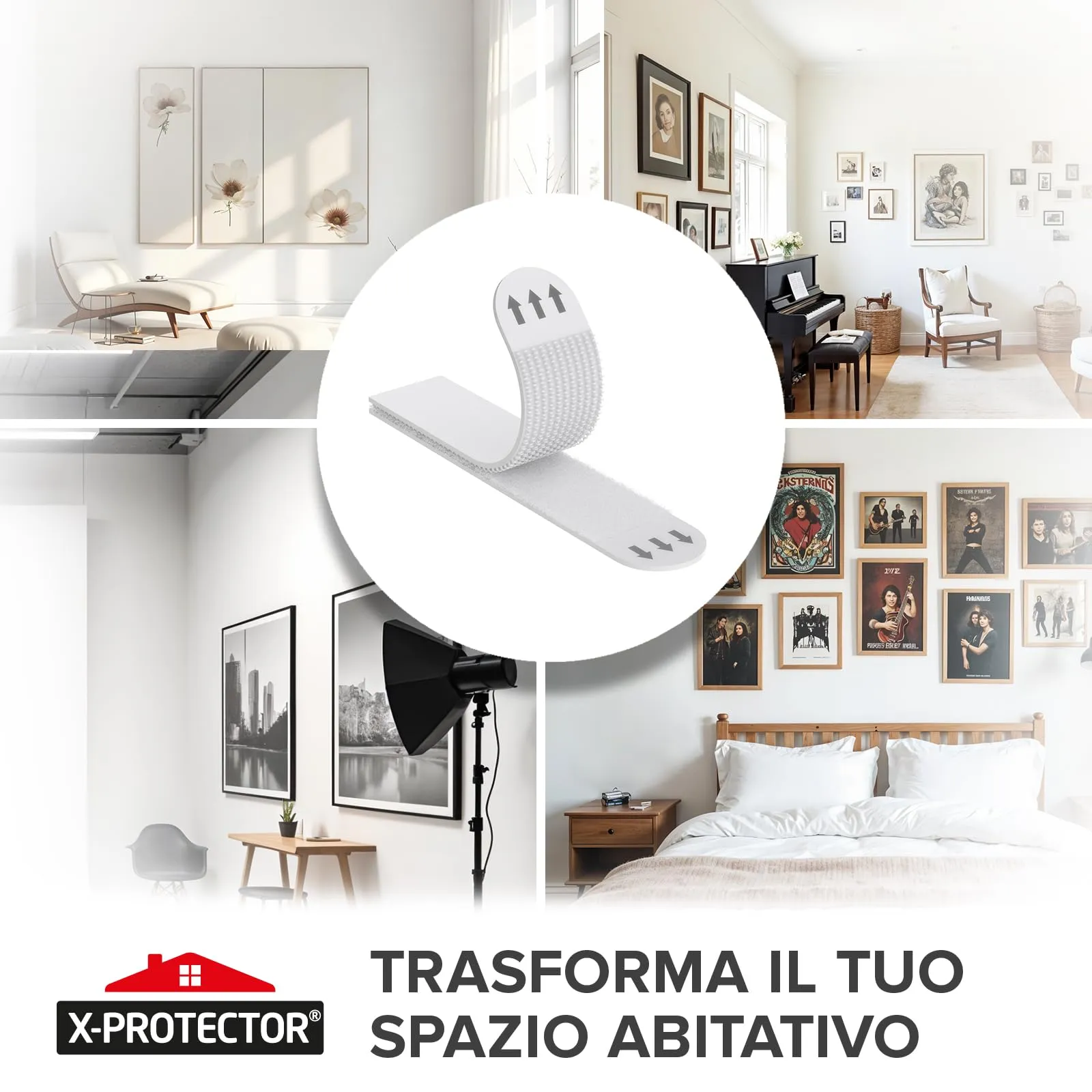 X-Protector Strisce Appendi Quadri Adesive, 20 Coppie, Medium, Bianco - immagine 2