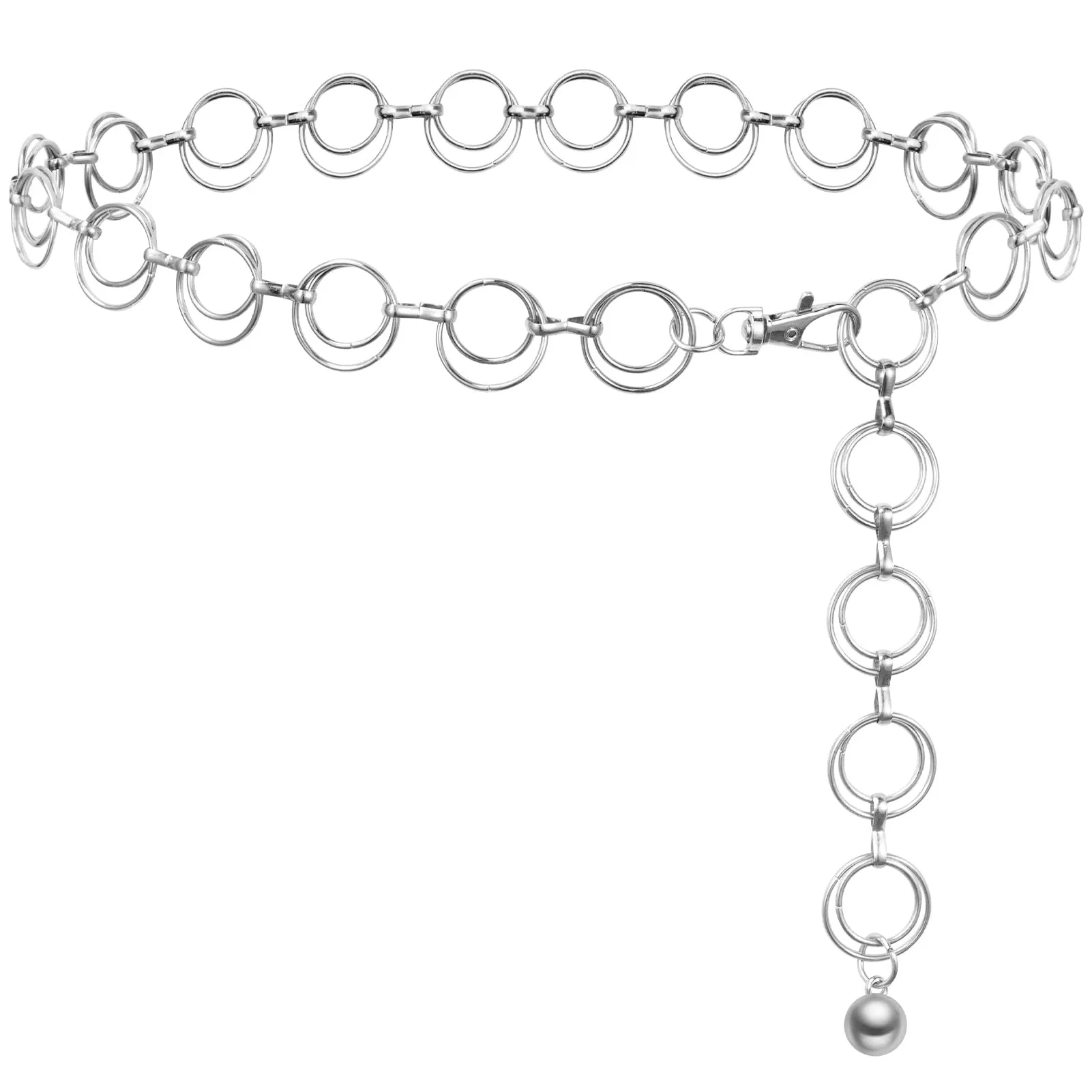 MELLIEX Cintura Gioiello a Catena in Metallo Regolabile Argento per Vestito e Jeans - immagine 1