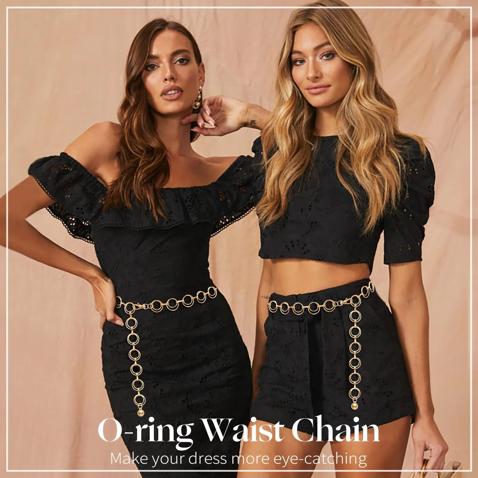 MELLIEX Cintura Gioiello a Catena in Metallo Regolabile Oro per Donna - immagine 2