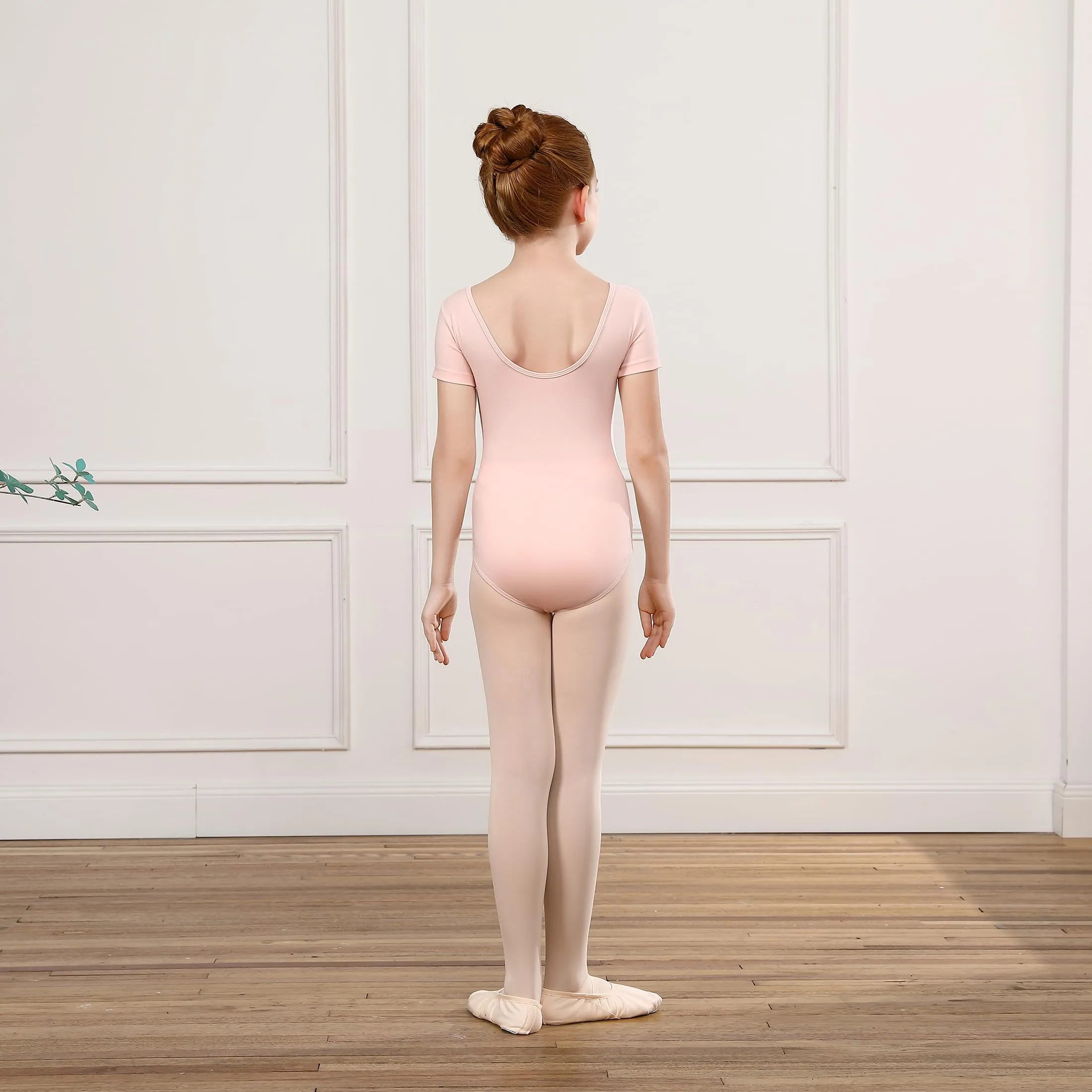 ZYXWVU Body Danza Classica Bambina Maniche Corte Scollo Tondo 7014-rosa, 8-10 anni - immagine 3