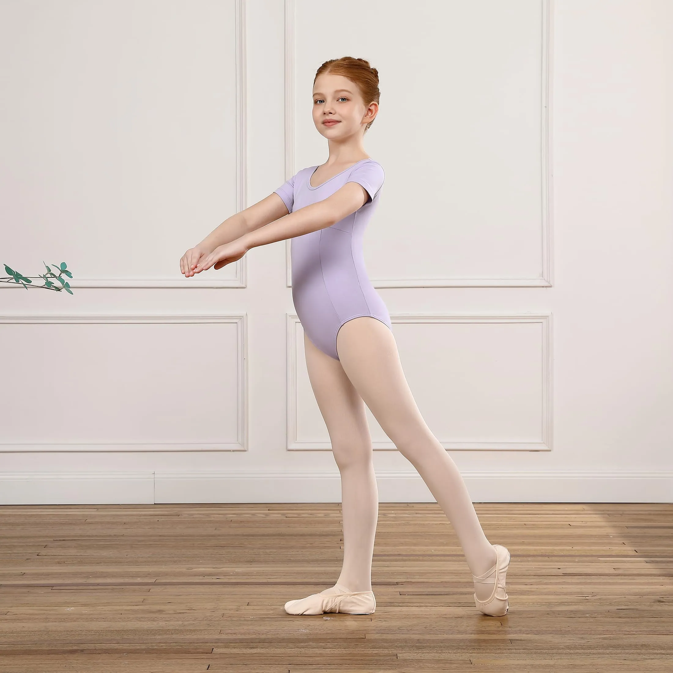 ZYXWVU Body Danza Classica Bambina Maniche Corte Scollo Tondo 7014-viola 6-8 anni - immagine 4