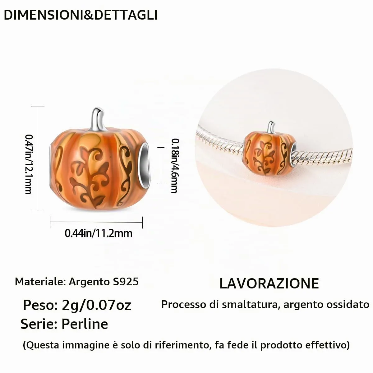 TINSLO Bead Charm Argento Sterling 925 con Cubic Zirconia per Braccialetti e Collane Europei - immagine 5