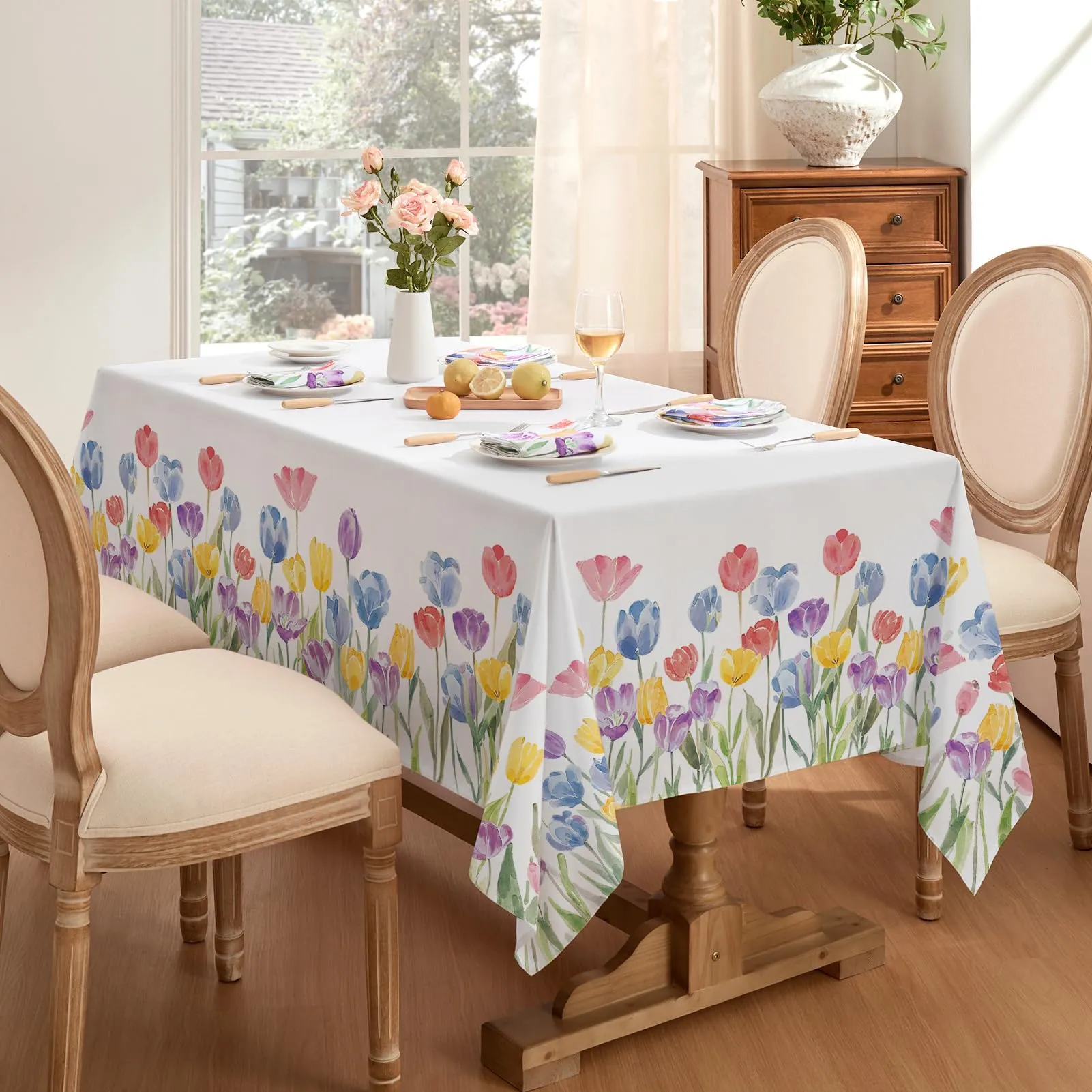 Softalker Tovaglia Pasquale Primaverile Rettangolare in Poliestere, Impermeabile e Antimacchia, 152 x 213 cm - immagine 2