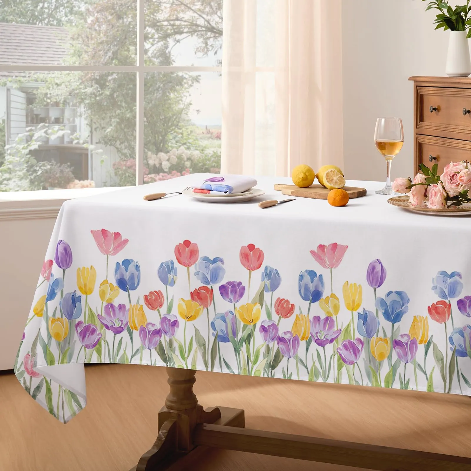 Softalker Tovaglia Pasquale Primaverile Rettangolare in Poliestere, Impermeabile e Antimacchia, 152 x 213 cm - immagine 3