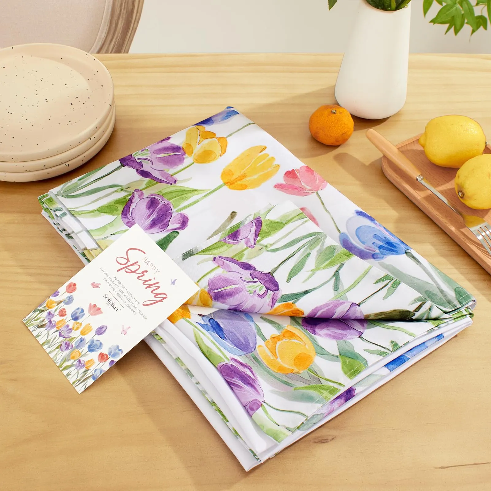 Softalker Tovaglia Pasquale Primaverile Rettangolare in Poliestere, Impermeabile e Antimacchia, 152 x 213 cm - immagine 6