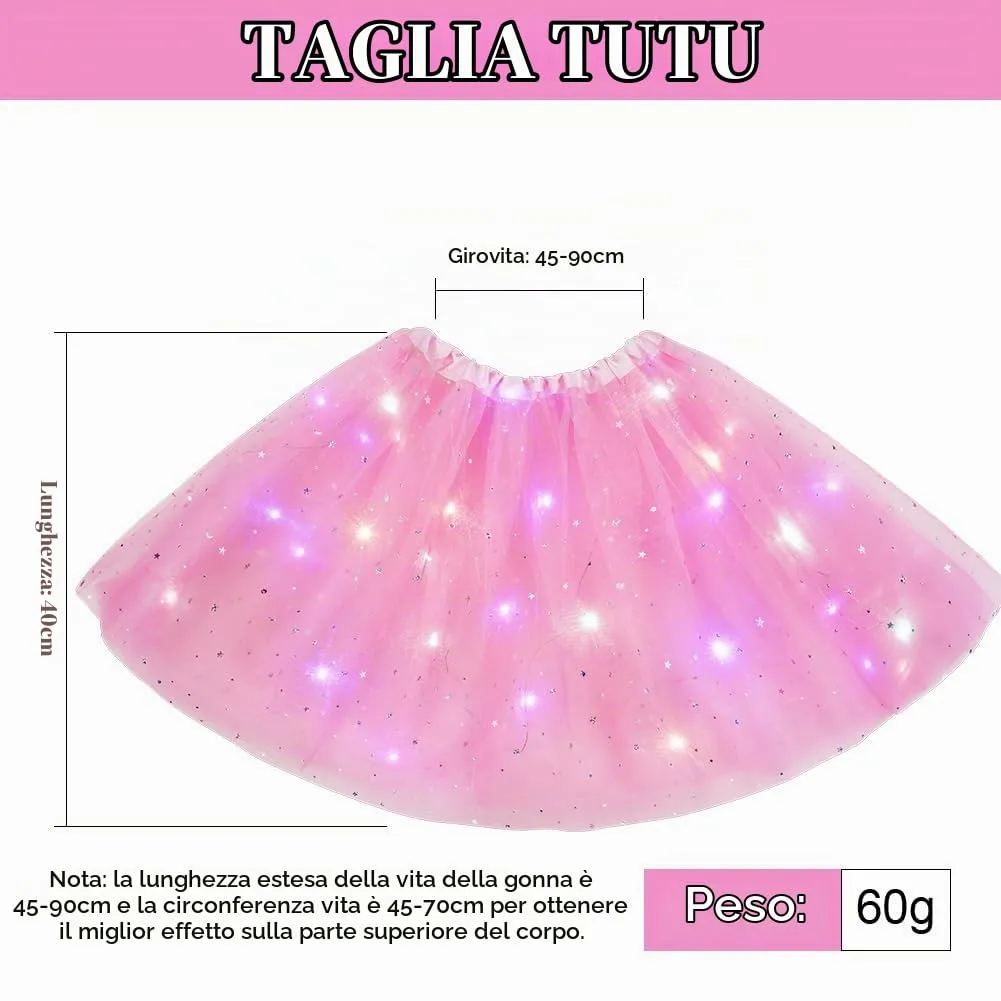 AYBUY Gonna Tutu LED a 3 Strati, 40 cm, Rosa - immagine 4