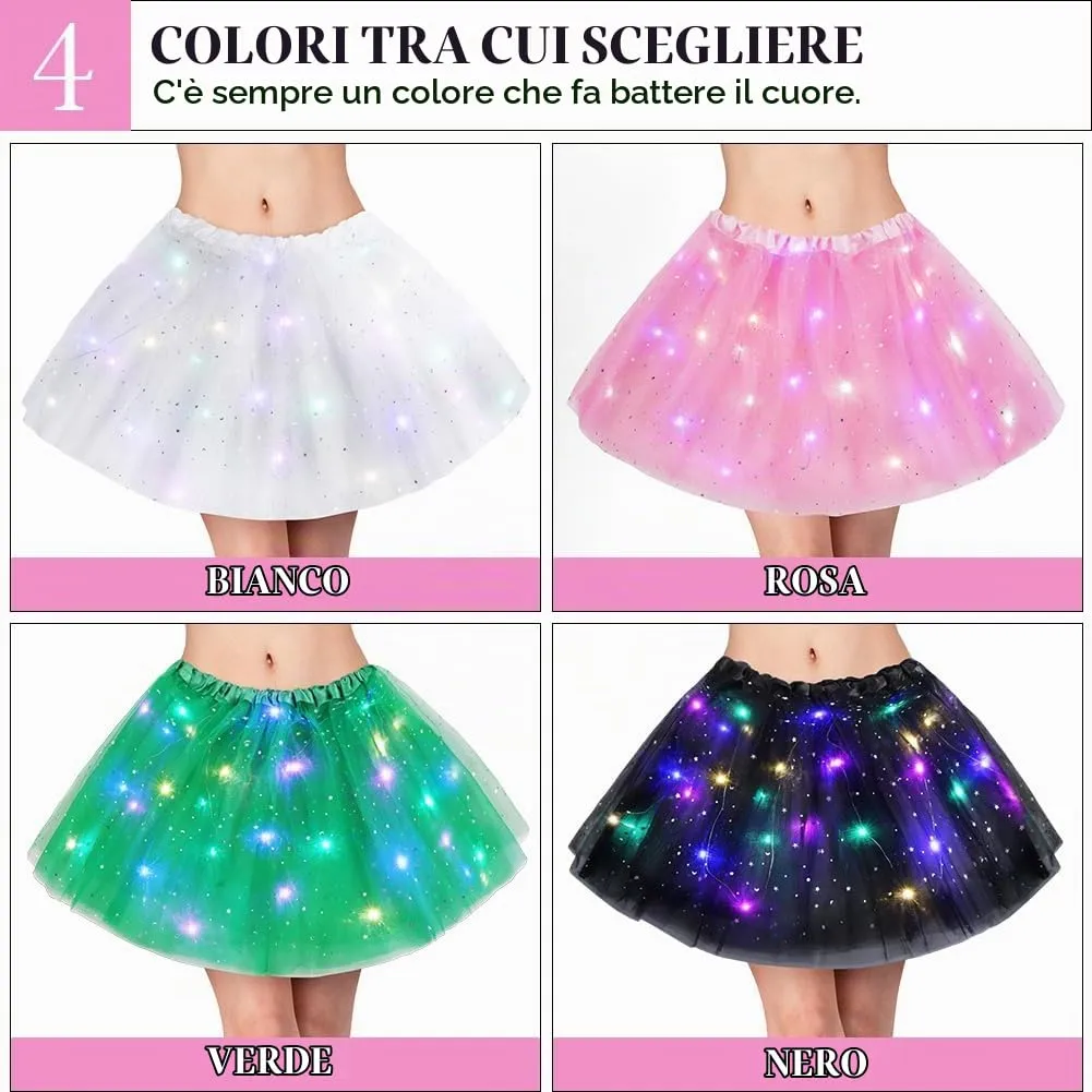 AYBUY Gonna Tutu LED a 3 Strati, 40 cm, Rosa - immagine 8