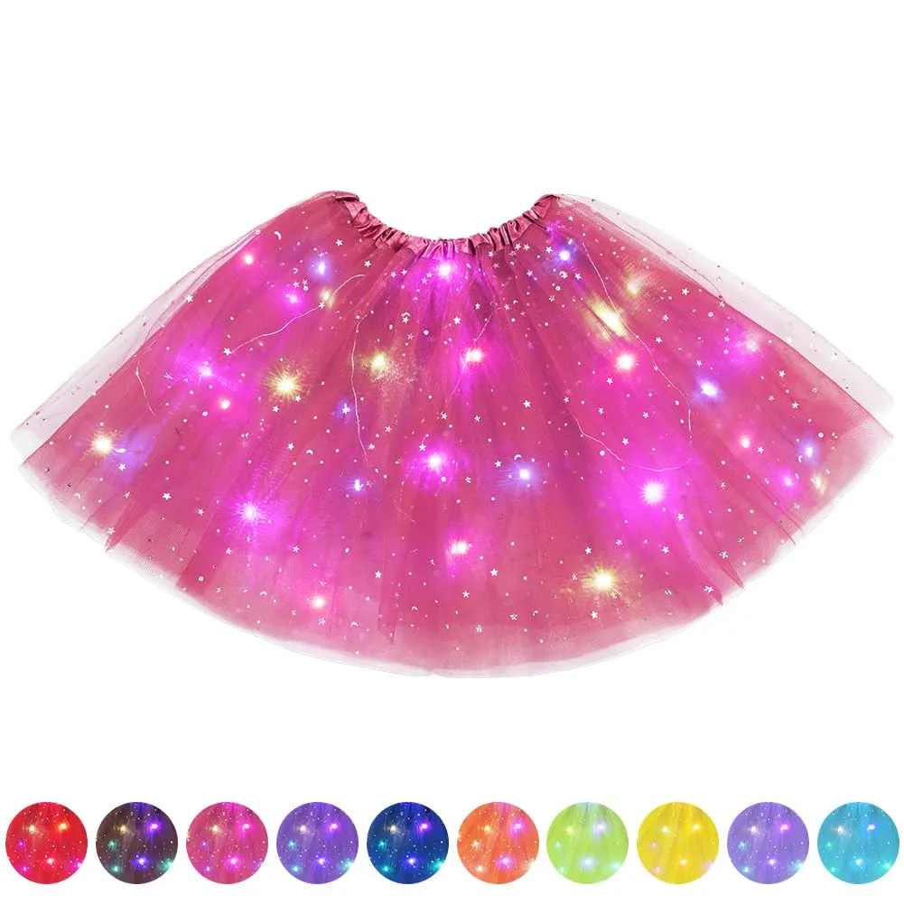 AYBUY Gonna Tutu in Tulle a 3 Strati con LED e Paillette a Stelle - immagine 1