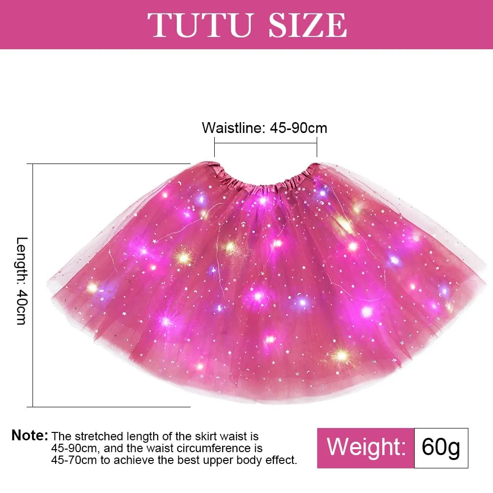 AYBUY Gonna Tutu in Tulle a 3 Strati con LED e Paillette a Stelle - immagine 4