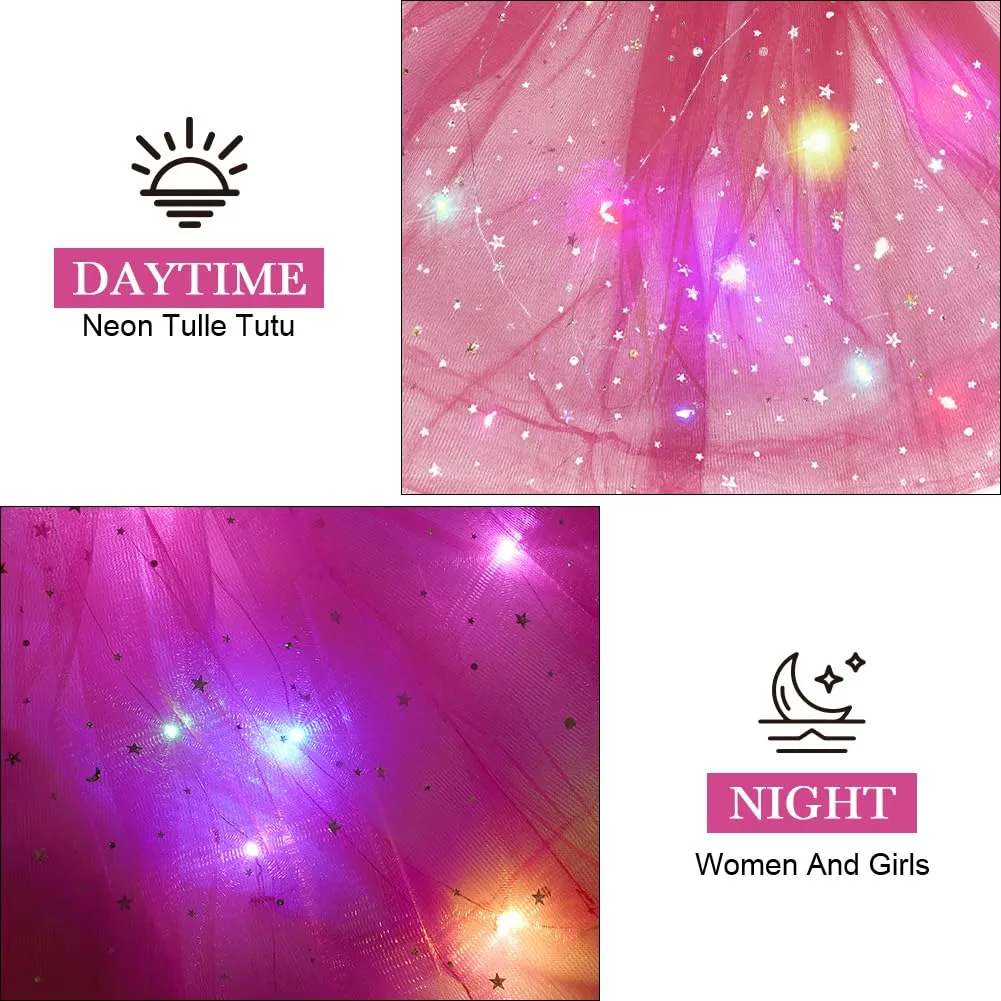 AYBUY Gonna Tutu in Tulle a 3 Strati con LED e Paillette a Stelle - immagine 6