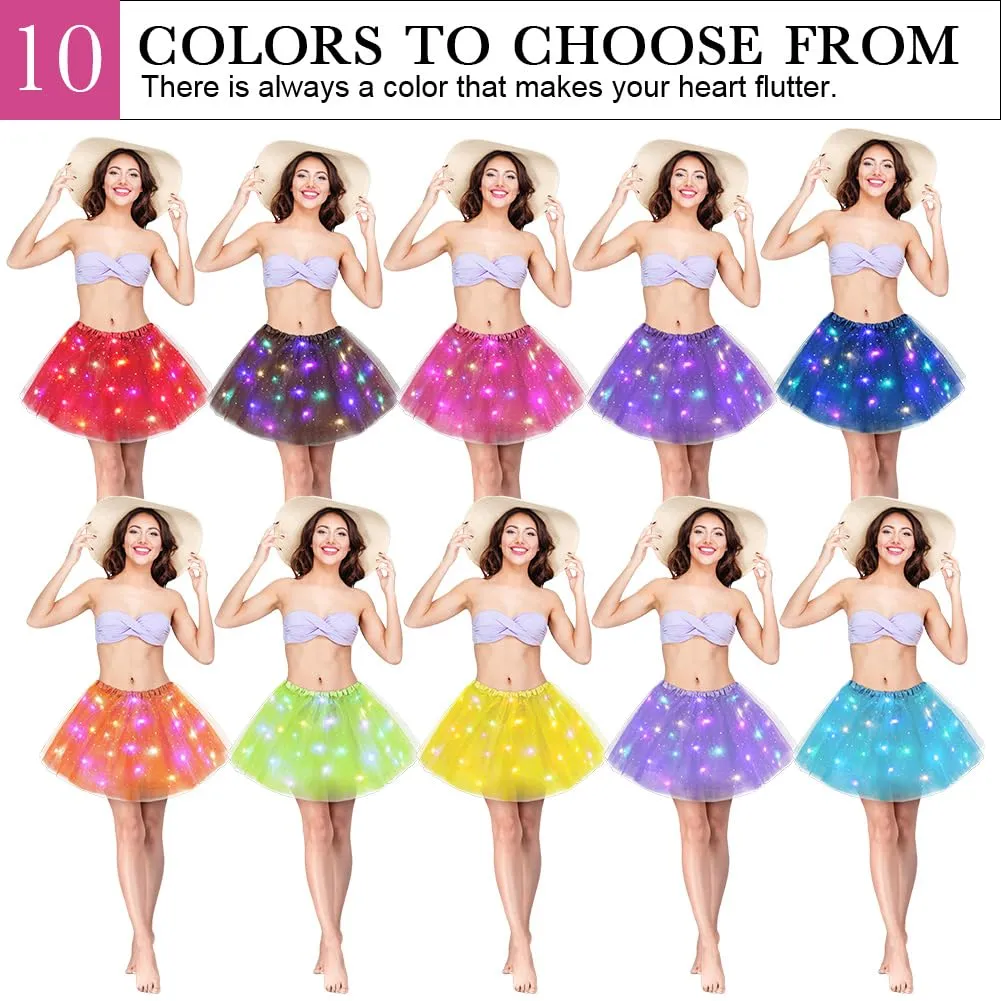 AYBUY Gonna Tutu in Tulle a 3 Strati con LED e Paillette a Stelle - immagine 7