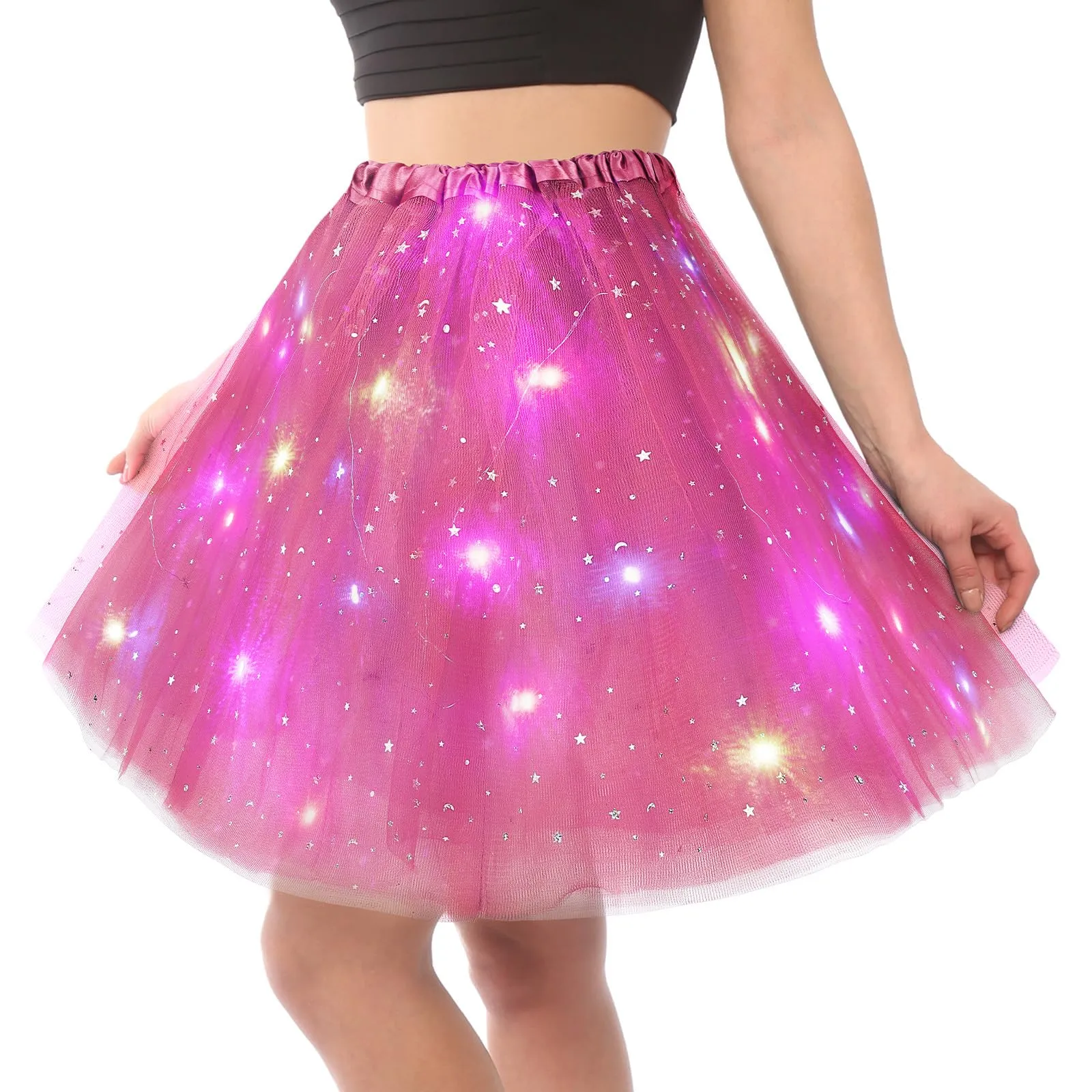 AYBUY Gonna Tutu in Tulle a 3 Strati con LED e Paillette a Stelle - immagine 8