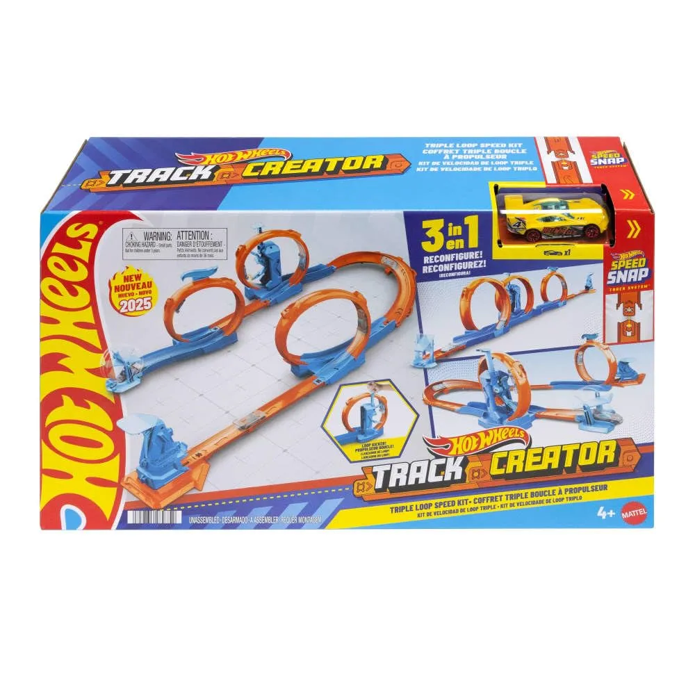 Hot Wheels Track Creator Triplo Loop con macchinina 1:64 - immagine 1