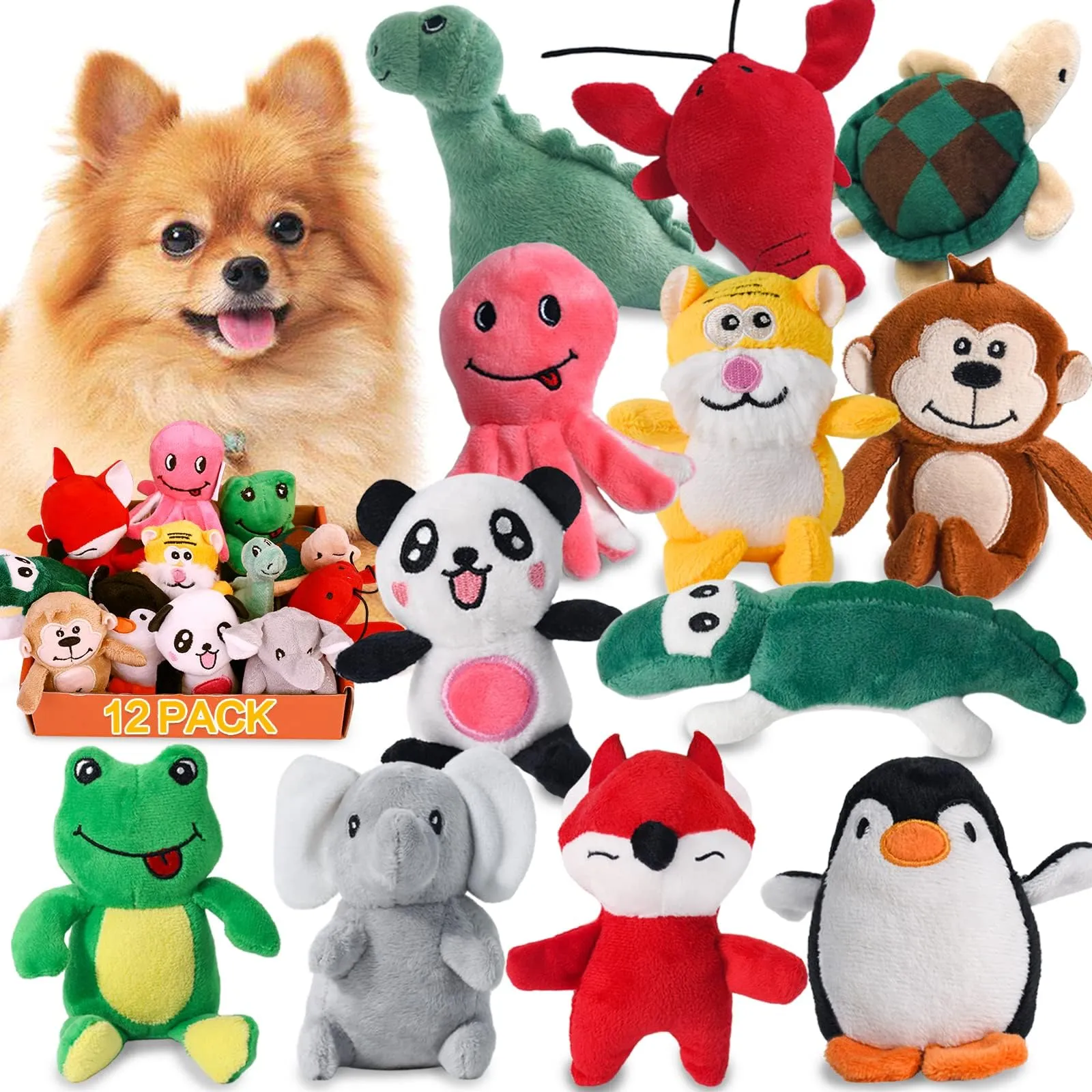 LEGEND SANDY Set di 12 Giocattoli di Peluche Cigolanti per Cani di Piccola e Media Taglia - immagine 1