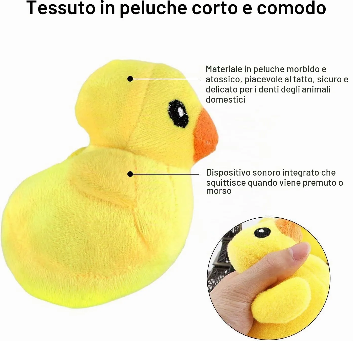 LEGEND SANDY Set di 14 giocattoli di peluche cigolanti a tema frutta e verdura per cani di piccola e media taglia - immagine 3