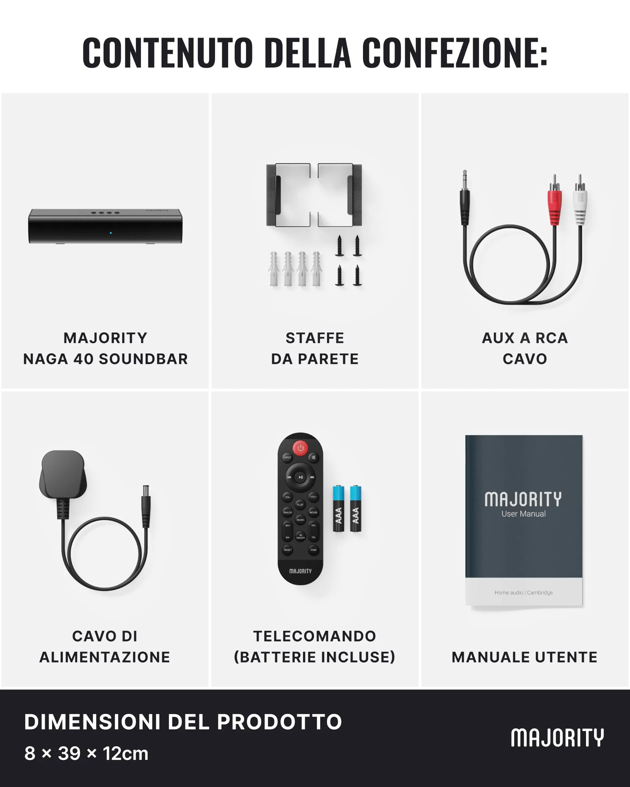 Majority Naga 40 80W Soundbar with Bluetooth and HDMI ARC - immagine 7