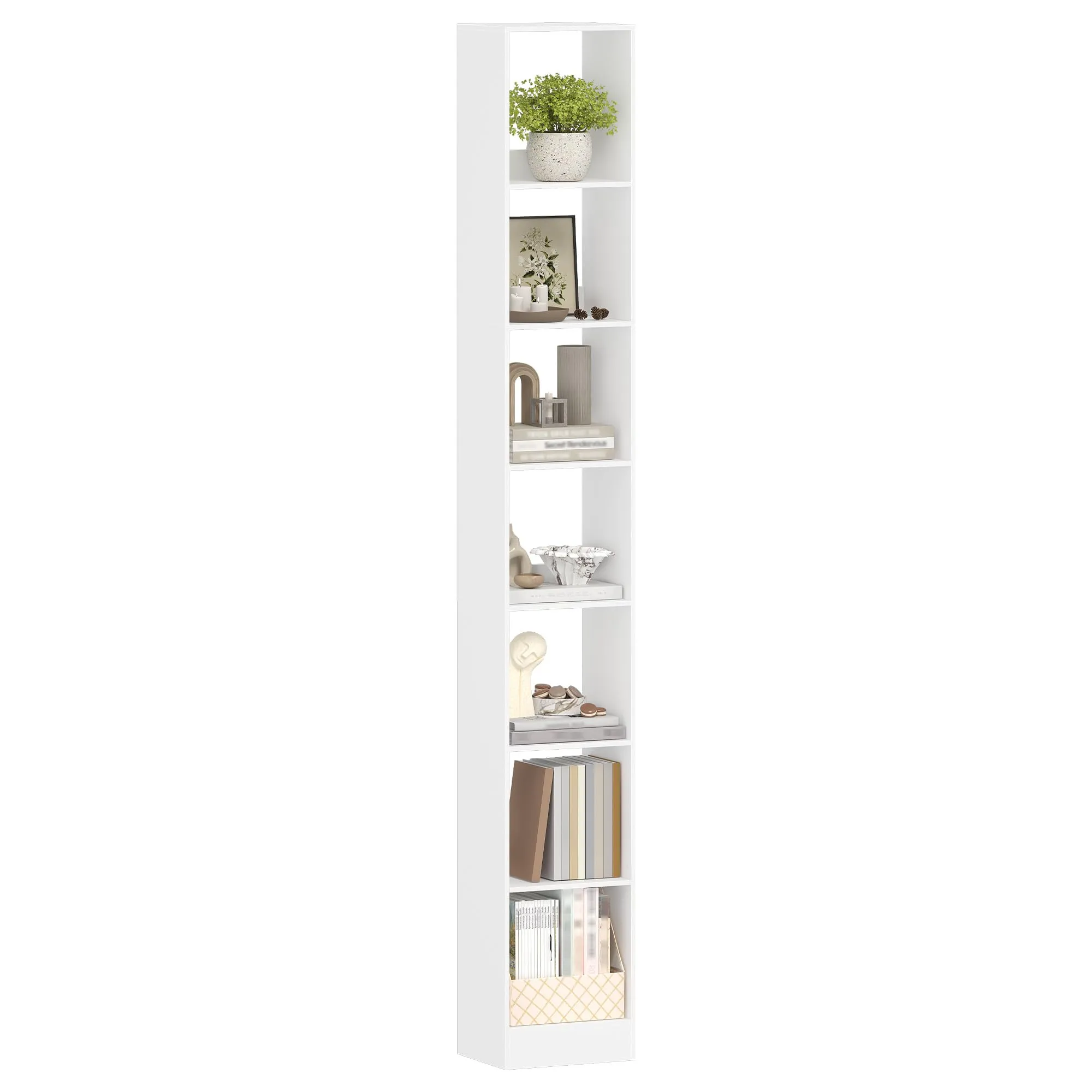 Hzuaneri Libreria a 7 Ripiani, 24 x 30 x 214 cm, Bianco - immagine 8