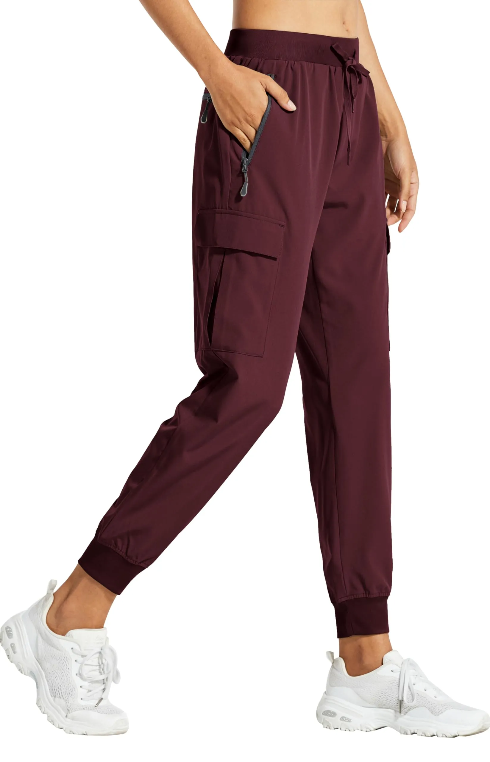 Libin Pantaloni Trekking Donna Cargo Jogger Estivi, Vino Rosso, L - immagine 1