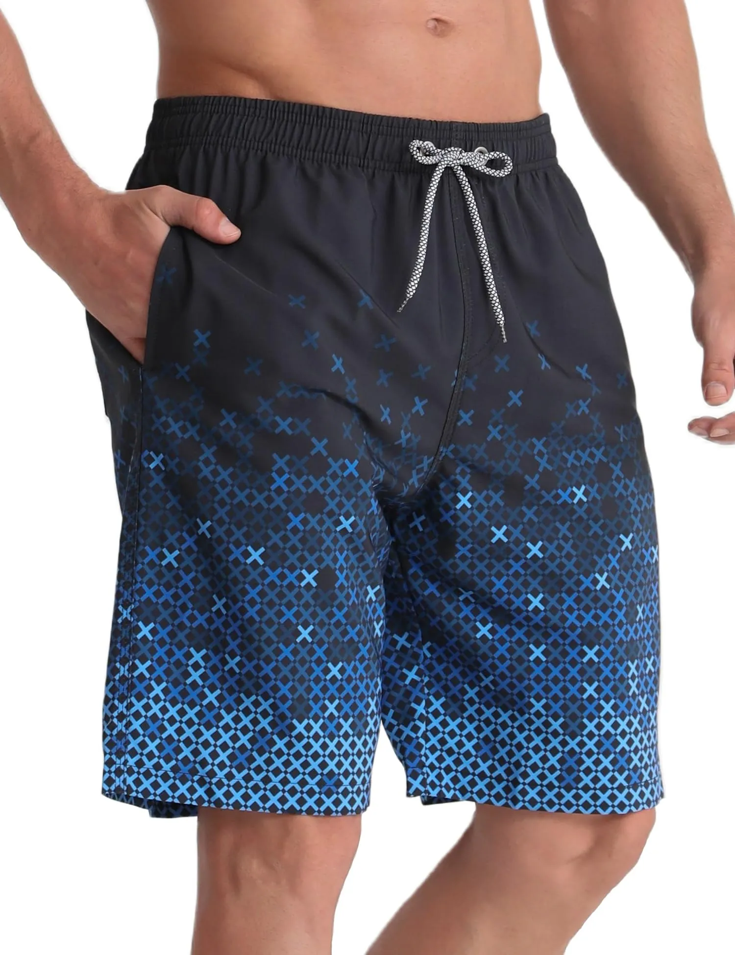 APTRO Pantaloncini da bagno da uomo, Geometrico, Blu Scuro, XL - immagine 1