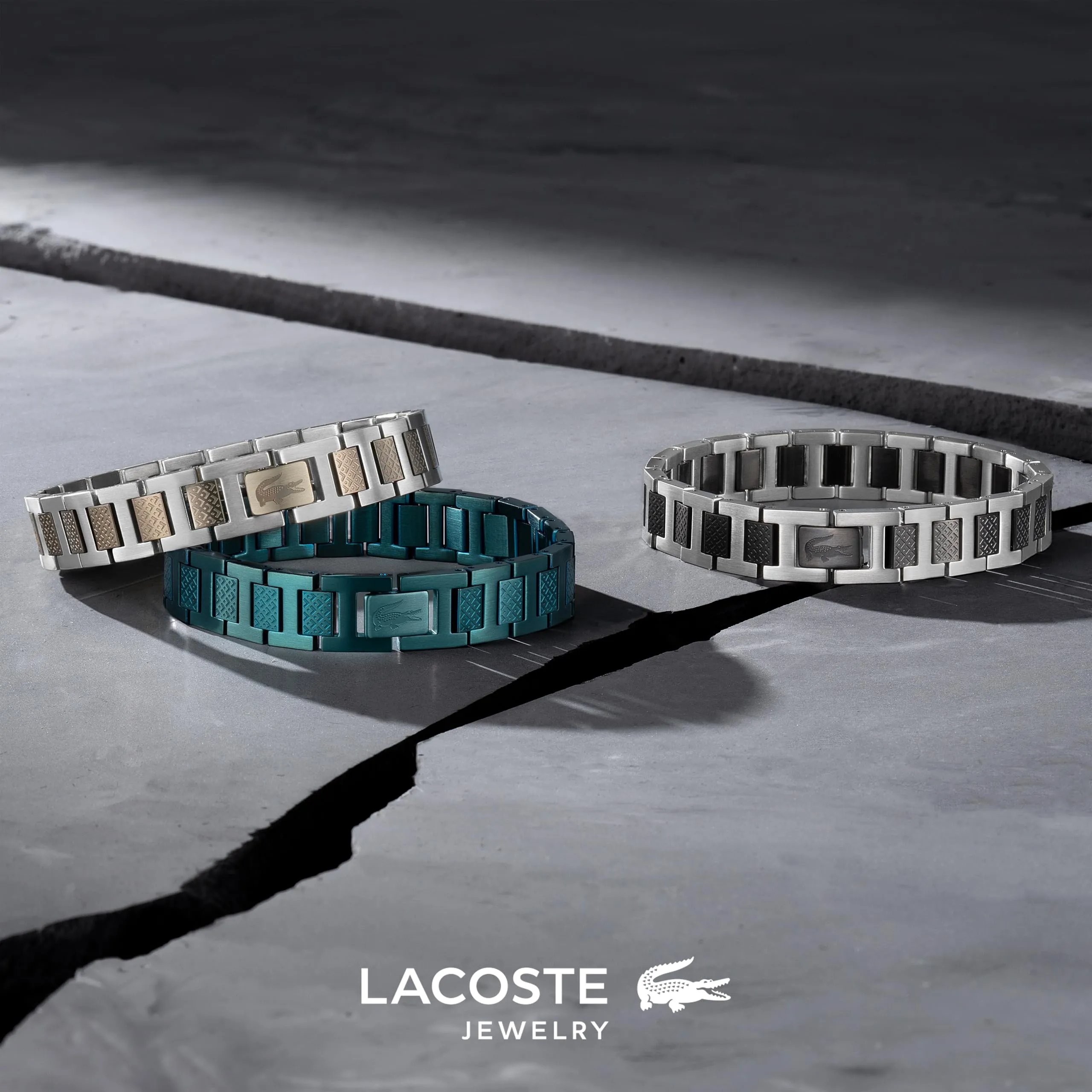 Lacoste Metropole Braccialetto a maglie da uomo in Acciaio Inossidabile e Acciaio Khaki - 2040419 - immagine 5