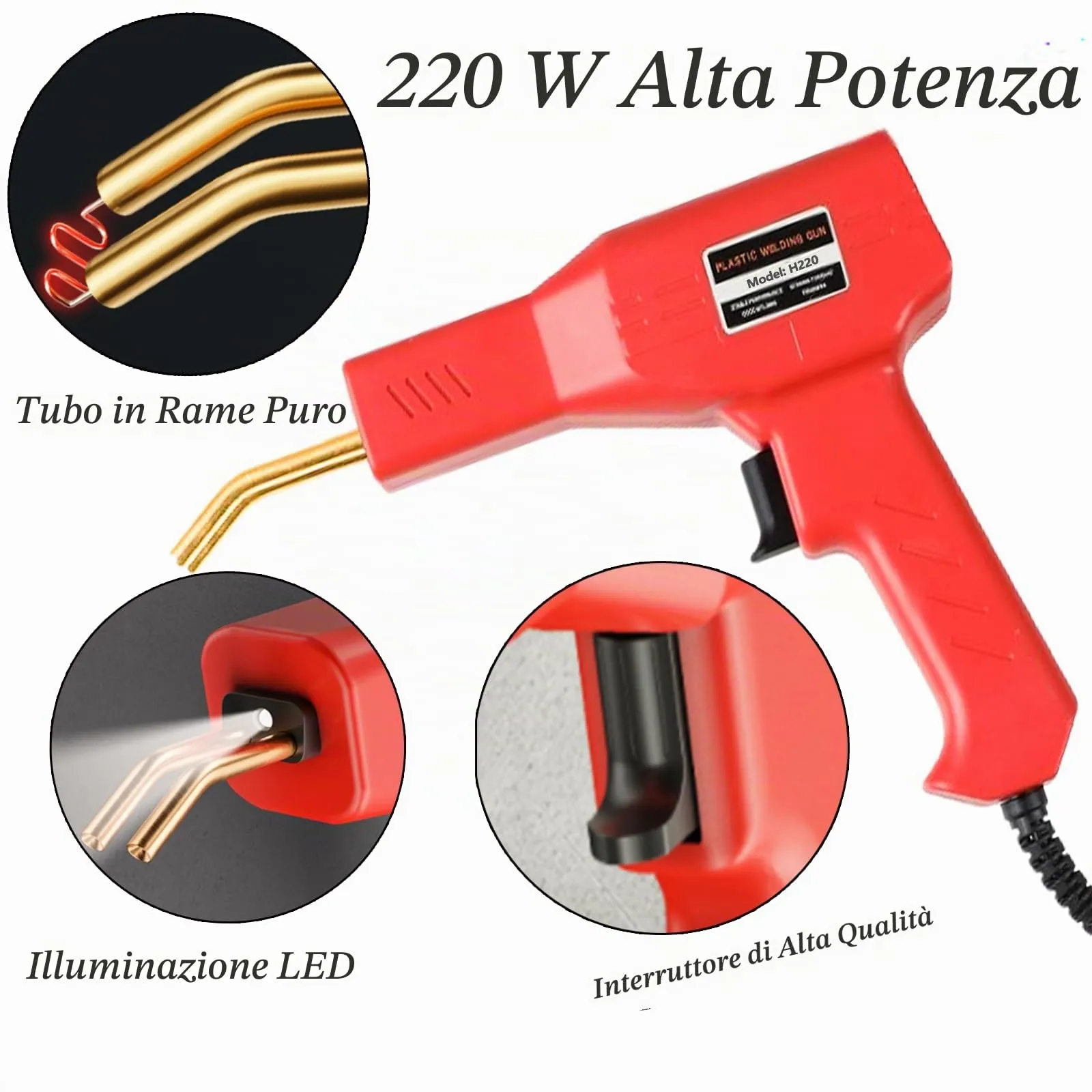 HYHJMISTY 220W Saldatrice Plastica per Paraurti Auto con 800 Chiodi di Saldatura, 2 Bacchette, Pinze e Coltello - immagine 7