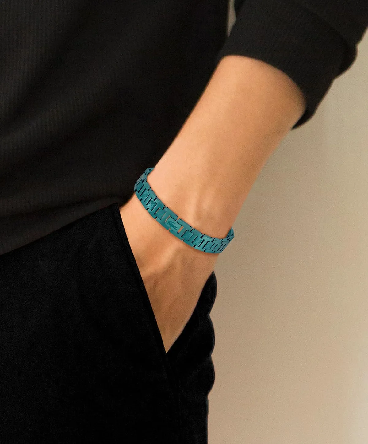 Lacoste Metropole Braccialetto a maglie da uomo in Acciaio Inossidabile con Placcatura Verde - 2040420 - immagine 4