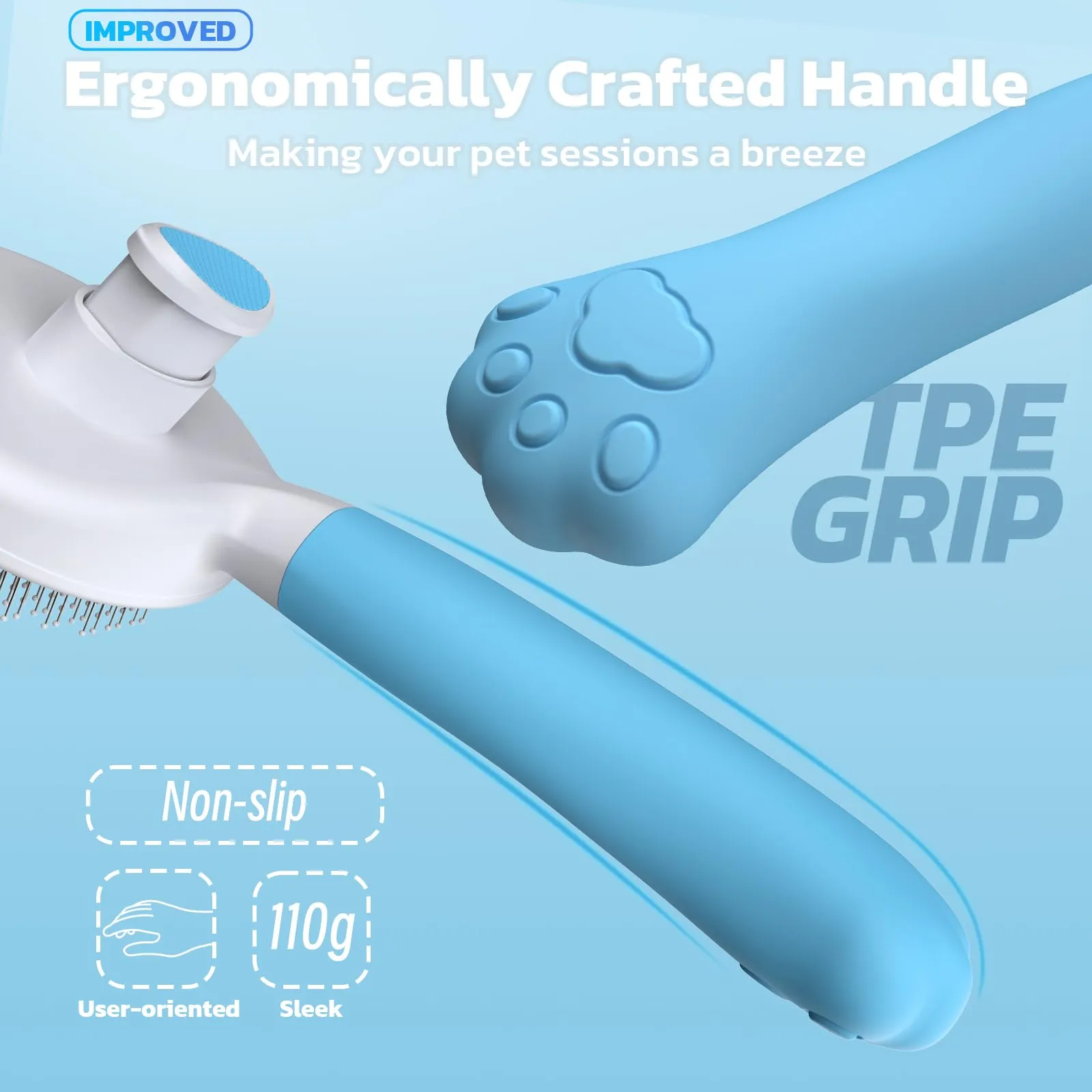 Zivacate Brosse pour Chat et Chien, Outil de Toilettage pour Poils Courts et Longs, Bleu Lac - immagine 2