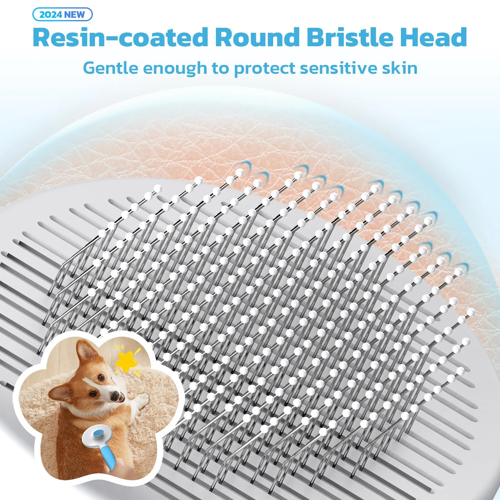 Zivacate Brosse pour Chat et Chien, Outil de Toilettage pour Poils Courts et Longs, Bleu Lac - immagine 4