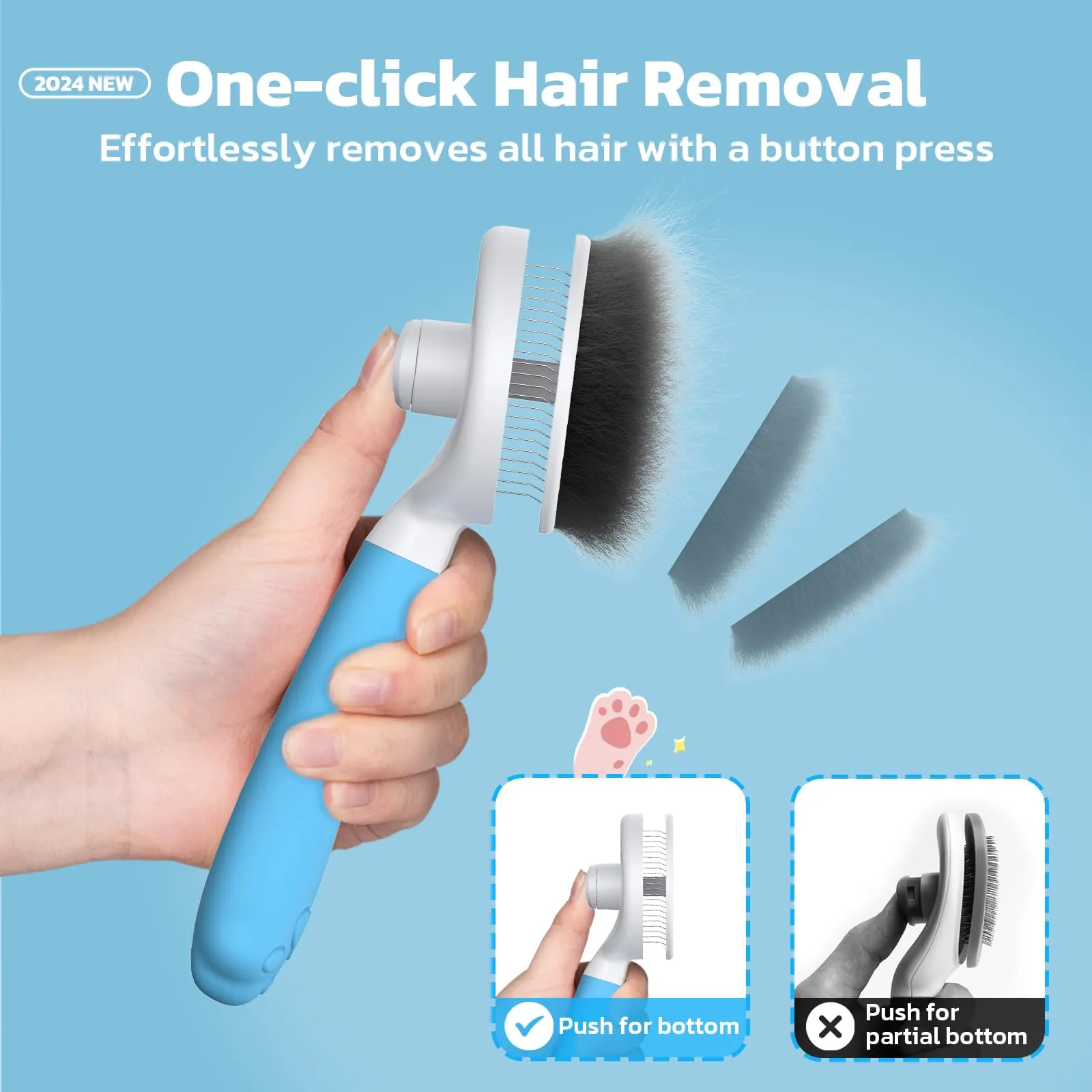 Zivacate Brosse pour Chat et Chien, Outil de Toilettage pour Poils Courts et Longs, Bleu Lac - immagine 5