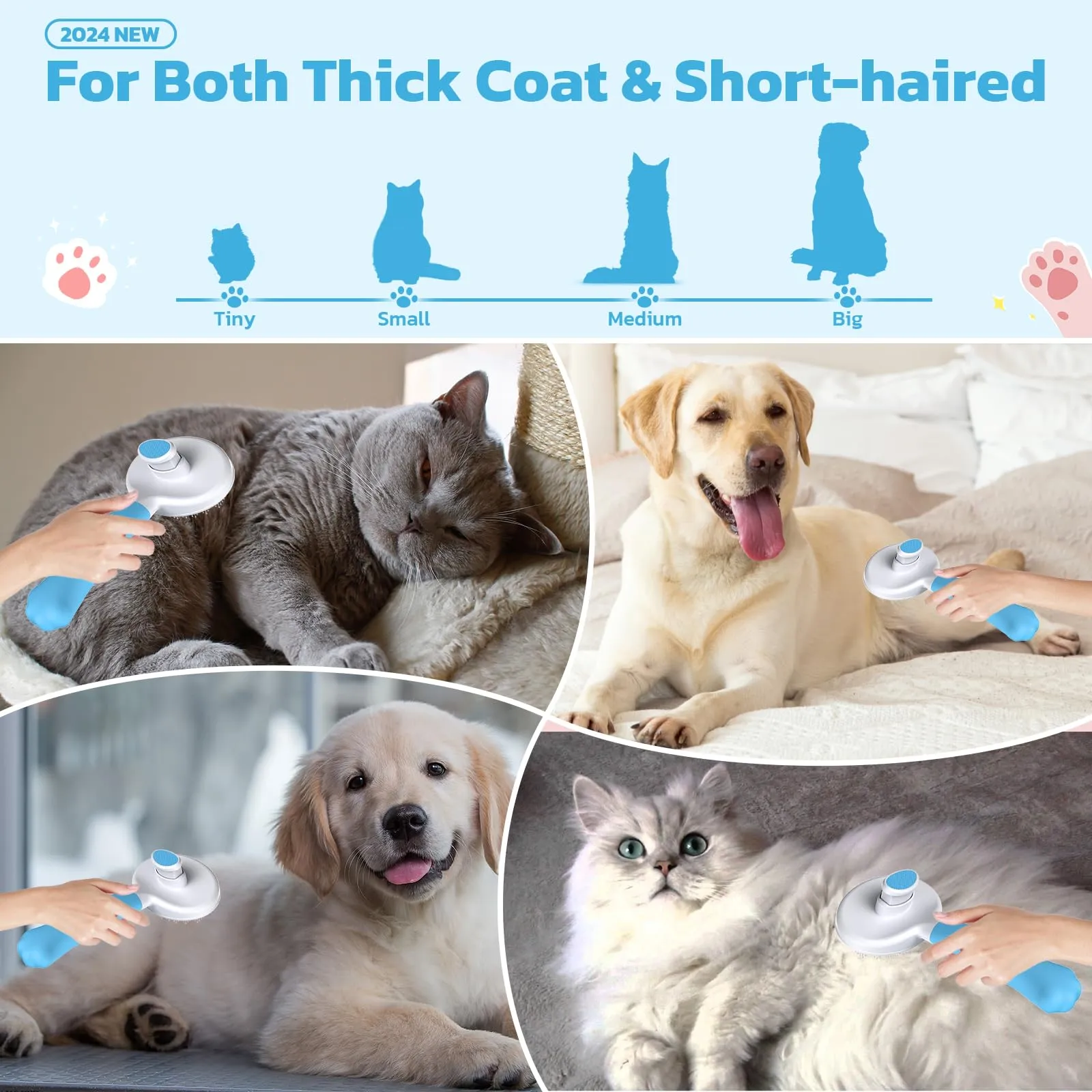 Zivacate Brosse pour Chat et Chien, Outil de Toilettage pour Poils Courts et Longs, Bleu Lac - immagine 6
