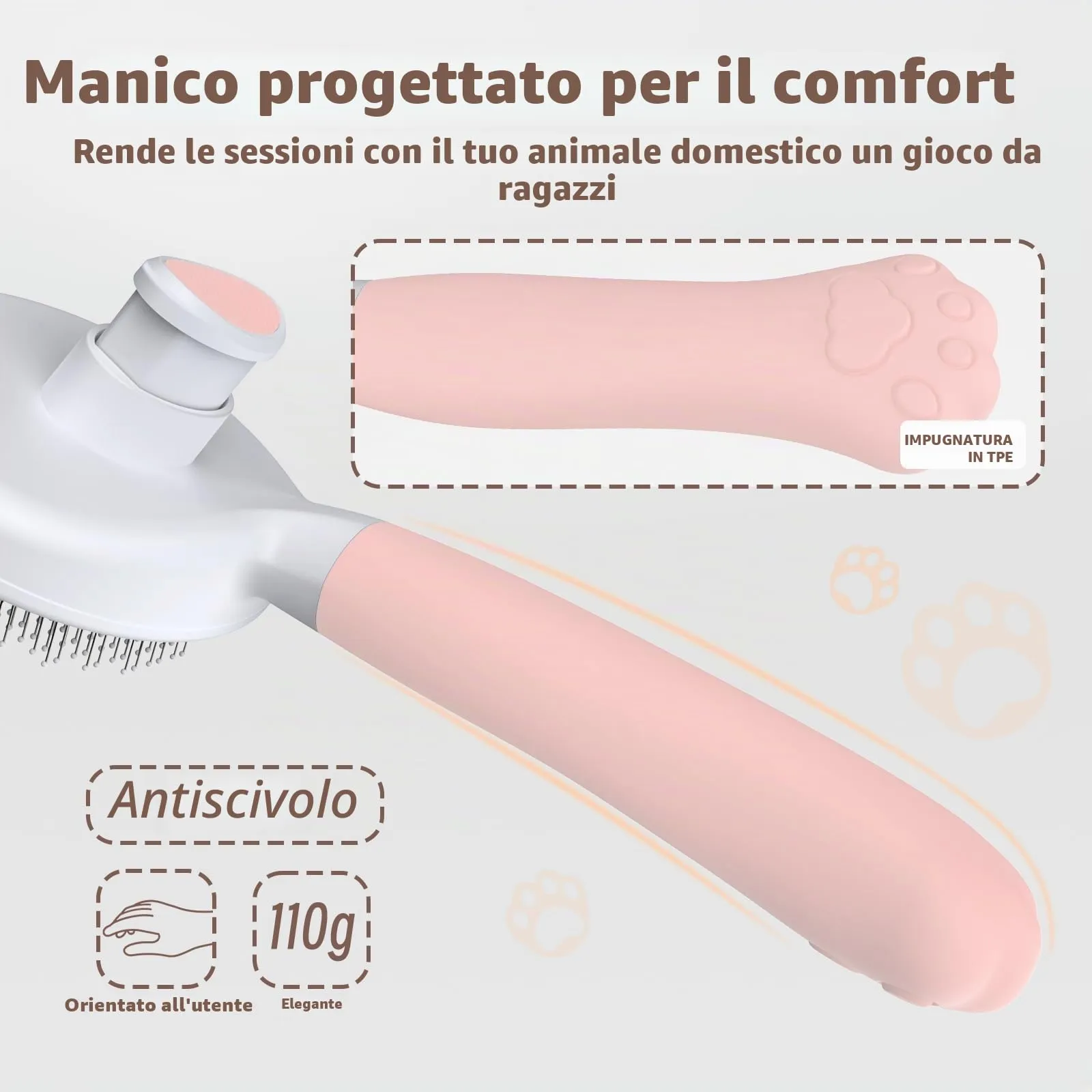 Zivacate Brosse pour Chat et Chien, Outil de Toilettage pour Poils Courts et Longs, Rose Clair - immagine 3