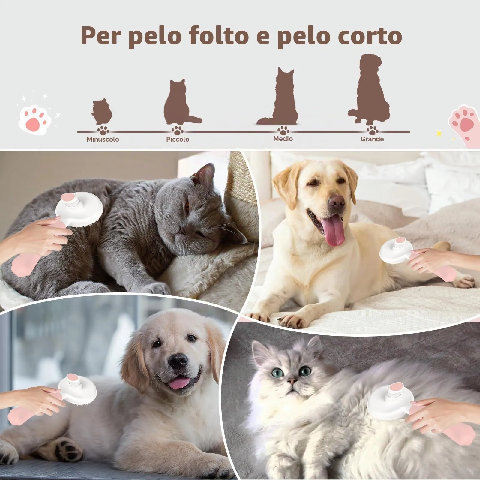 Zivacate Brosse pour Chat et Chien, Outil de Toilettage pour Poils Courts et Longs, Rose Clair - immagine 7