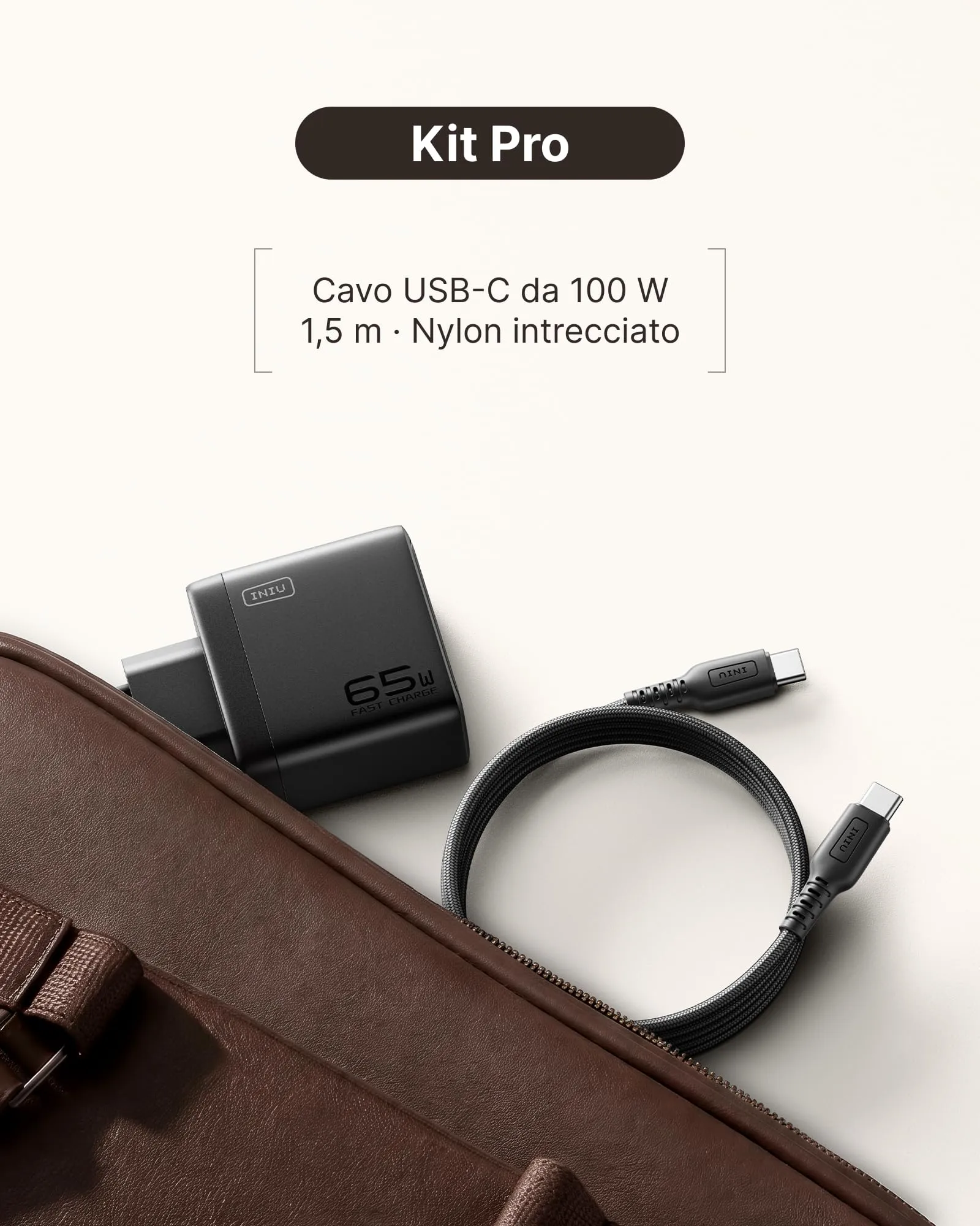 INIU Caricatore USB C 65W, 3 Porte, con Cavo 1.5m - immagine 5