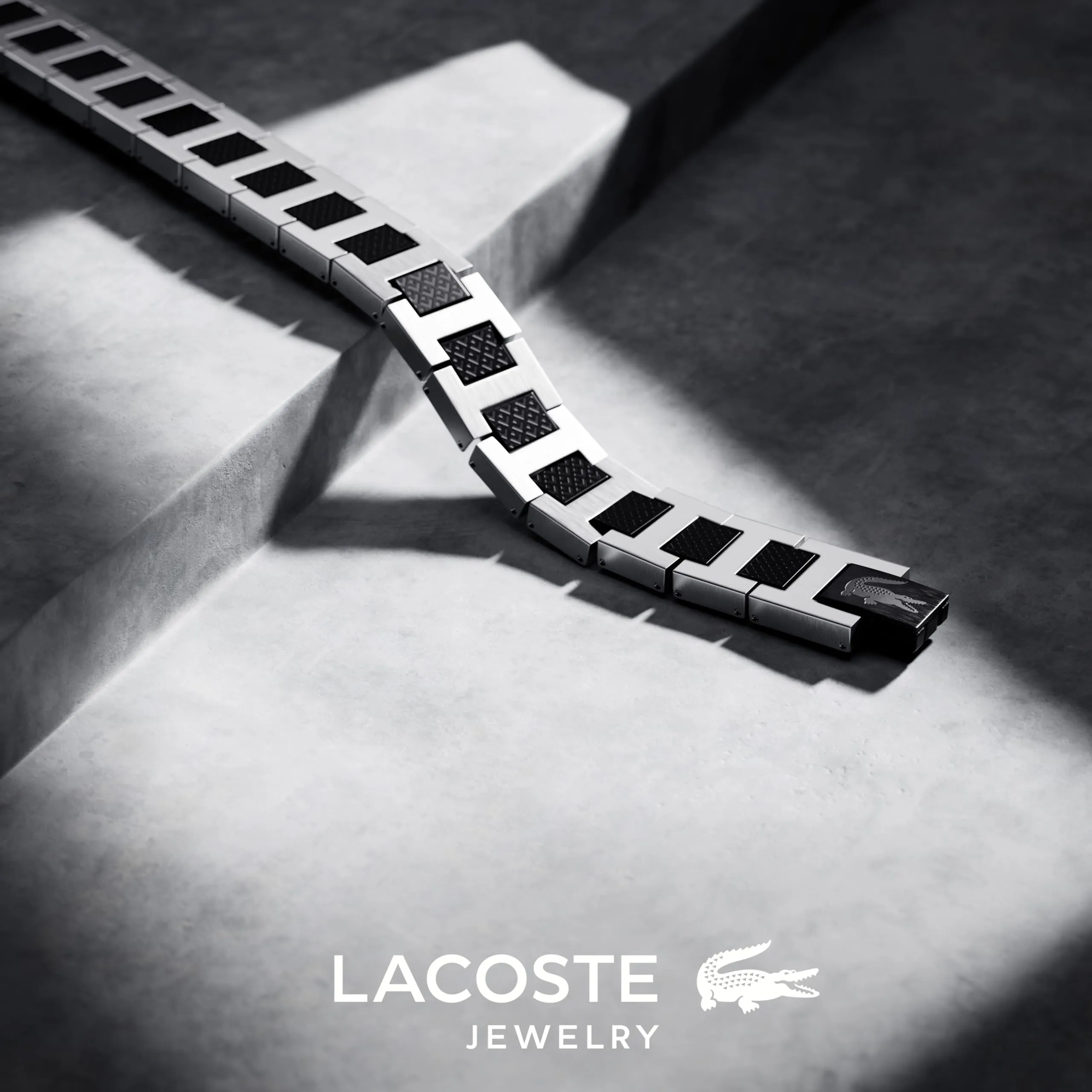 Lacoste Metropole Braccialetto a maglie da uomo in Acciaio Inossidabile e Nero - 2040418 - immagine 6