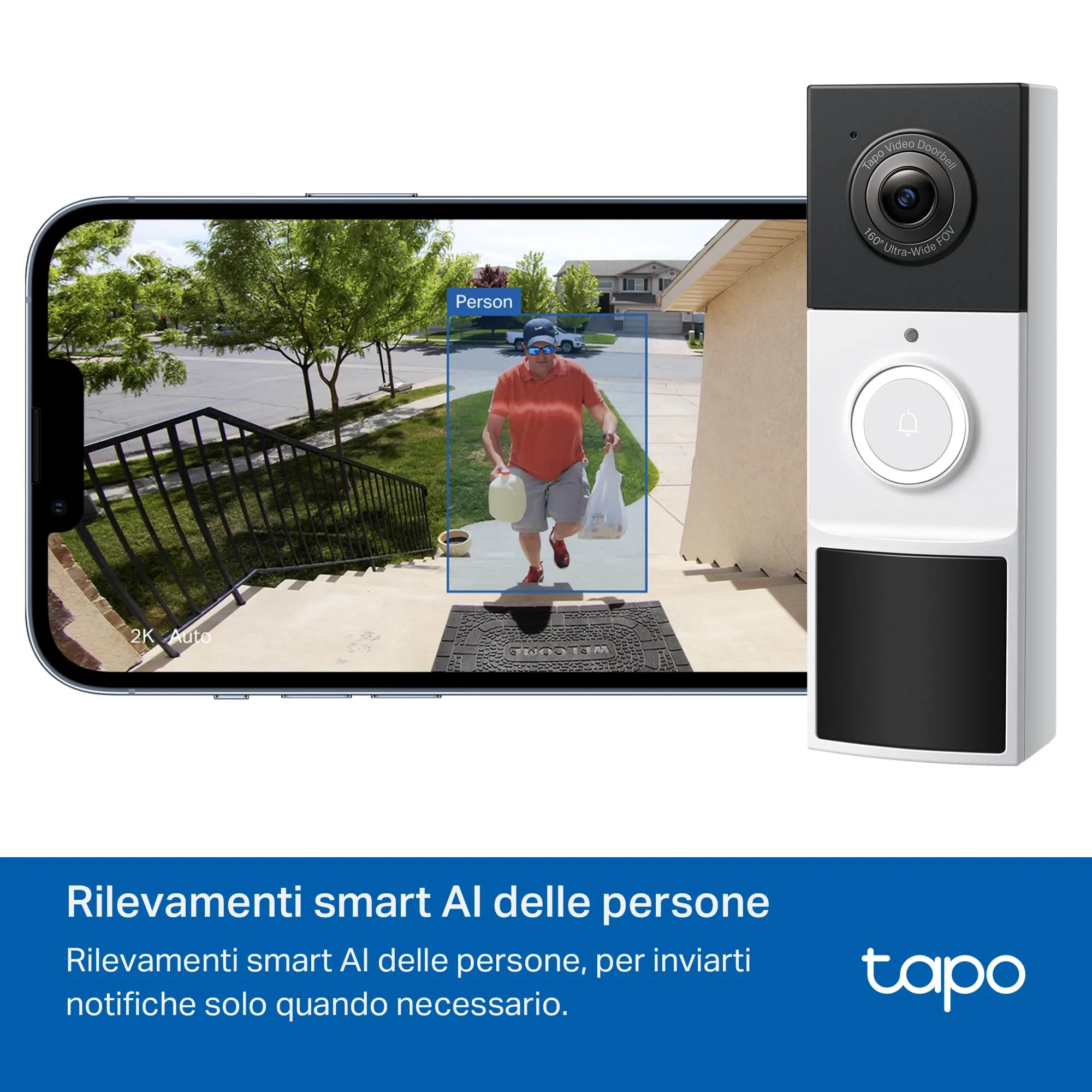 Tapo D210 2K 3MP Videocitofono WiFi Campanello a Batteria IP65 - immagine 4