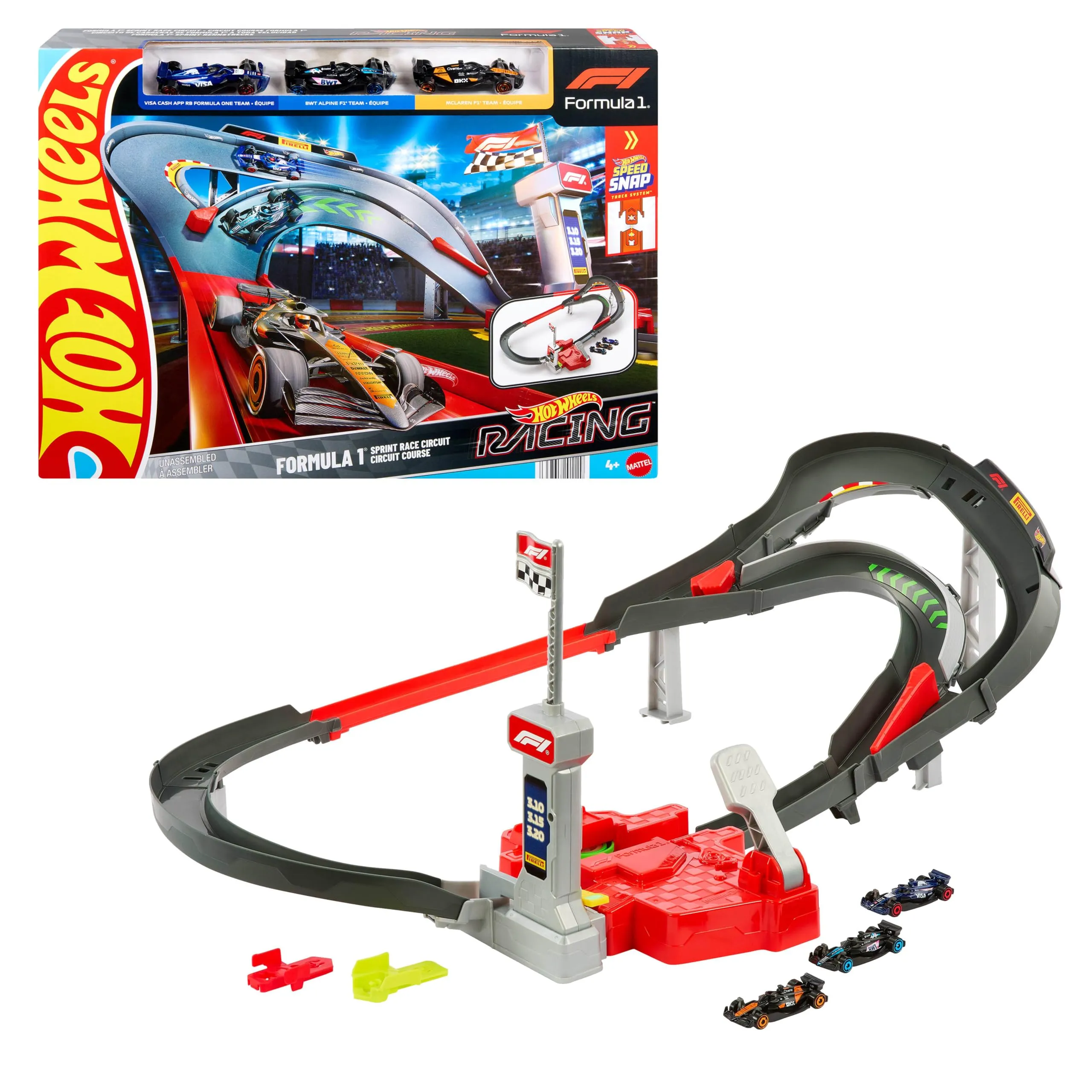 Hot Wheels Racing Formula 1 Circuito Sprint con 3 veicoli 1:64 - immagine 1