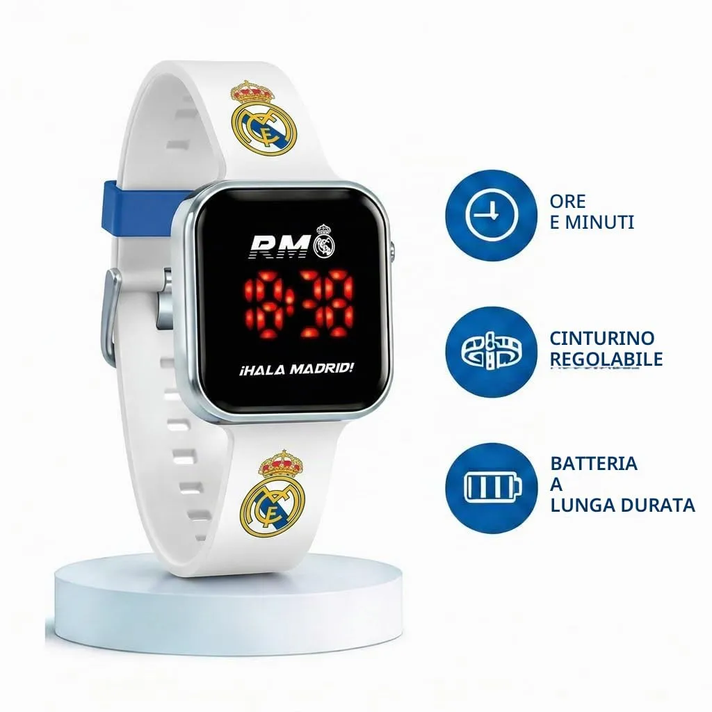 Kids Licensing Orologio digitale a LED Real Madrid, bianco - immagine 2