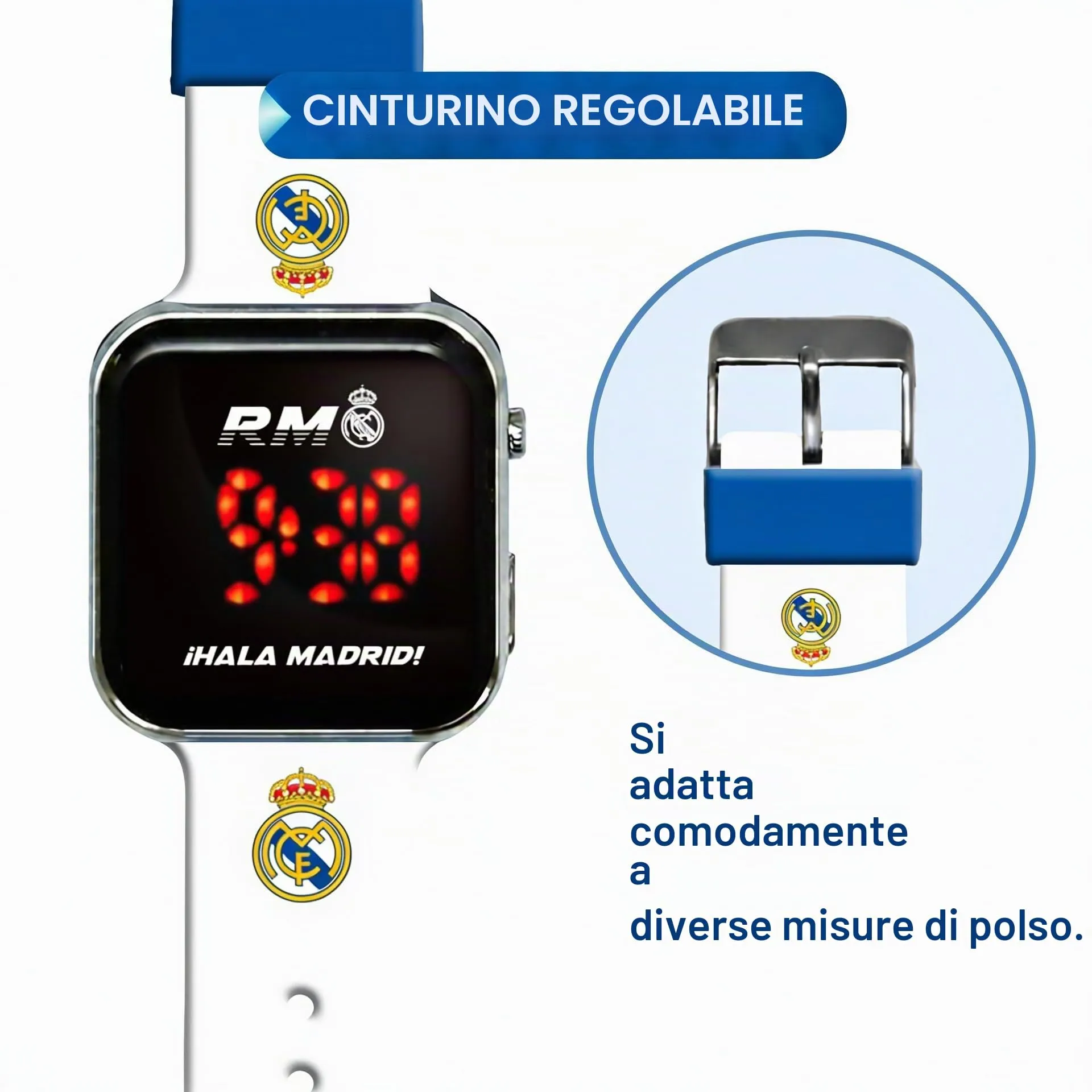 Kids Licensing Orologio digitale a LED Real Madrid, bianco - immagine 3