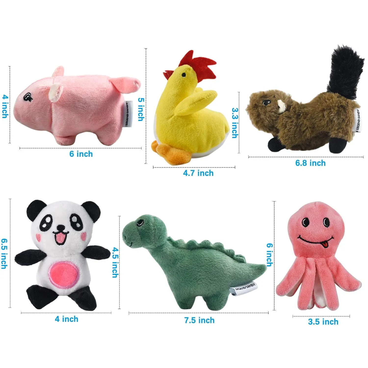 LEGEND SANDY Giocattoli di peluche cigolanti per cani, confezione da 6 pezzi, giocattoli da masticare per cuccioli di piccola taglia - immagine 7