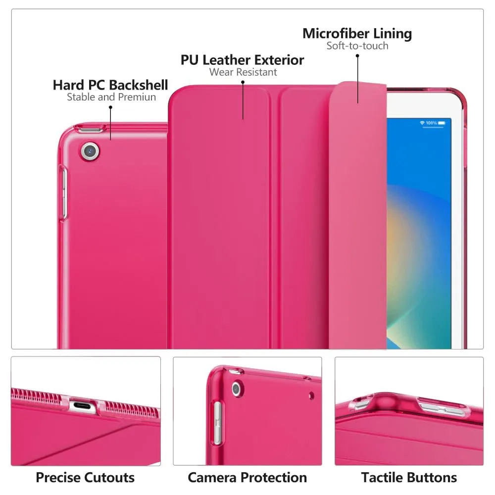 MoKo Cover for iPad 9th/8th/7th Gen 10.2 inch (2021/2020/2019), Rosa Brillante - immagine 4