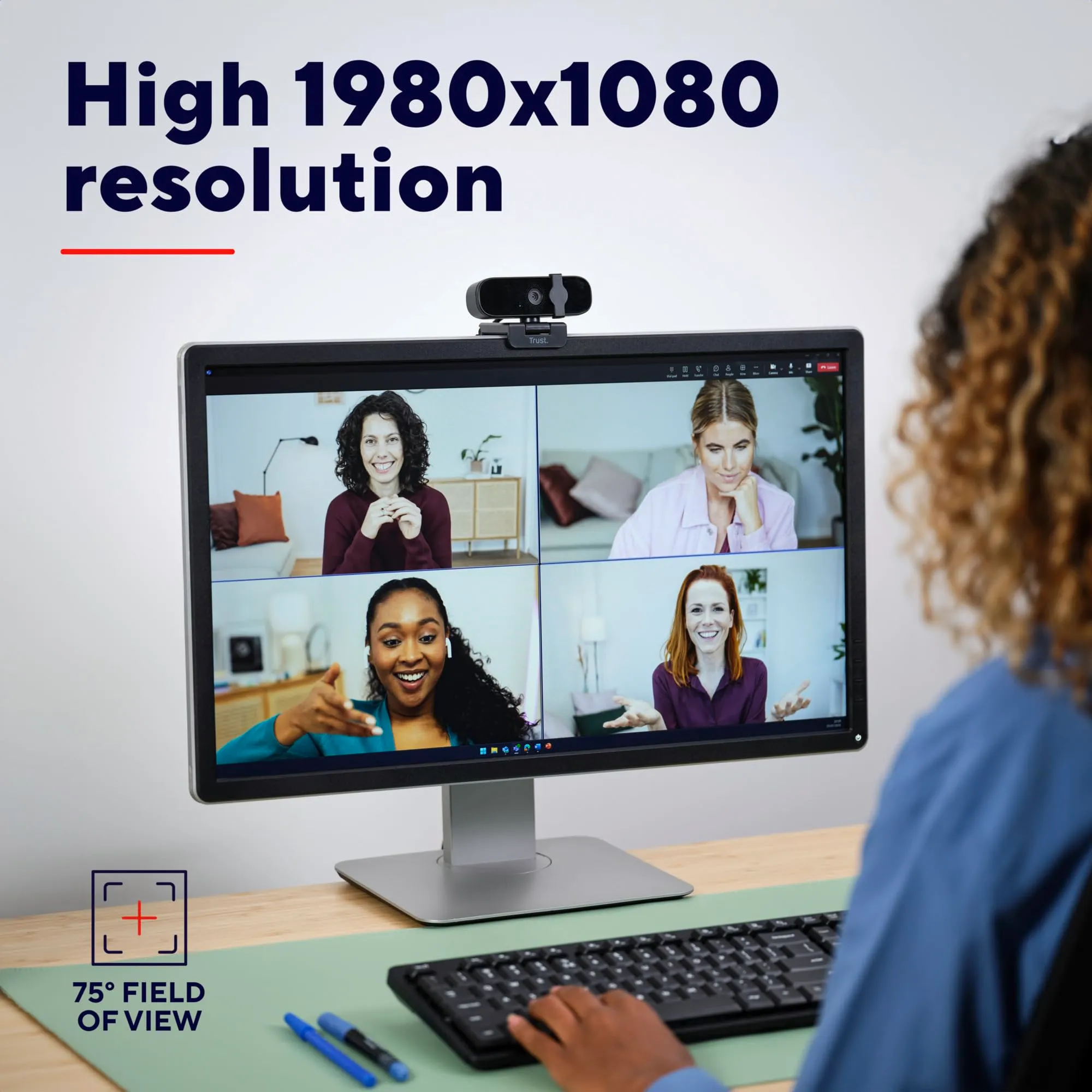 Trust Tanor Full HD 1080p Webcam with Microphone, Privacy Filter, 30 FPS for PC, Laptop, Mac, Windows - immagine 3